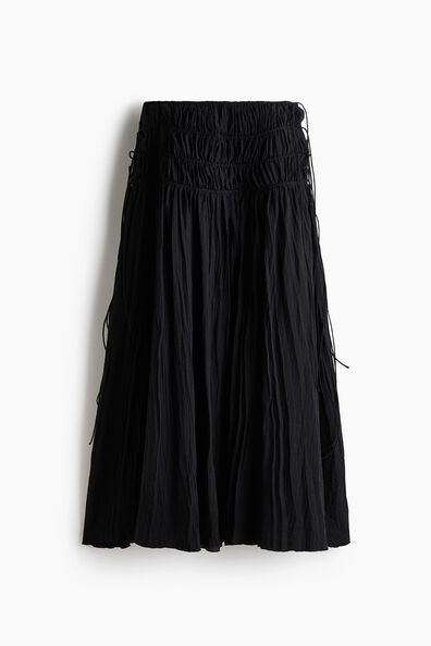 Crinkled drawstring skirt