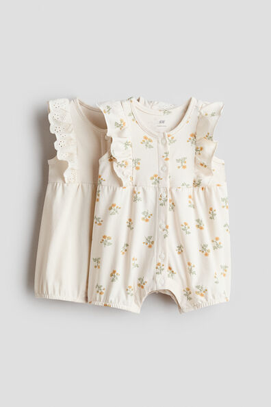 2-pack frill-detail romper suits