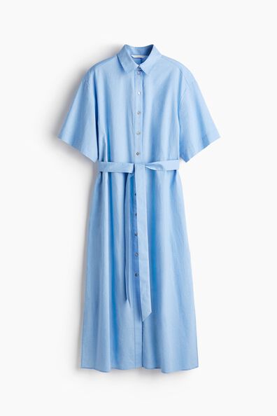 Linen-blend shirt dress