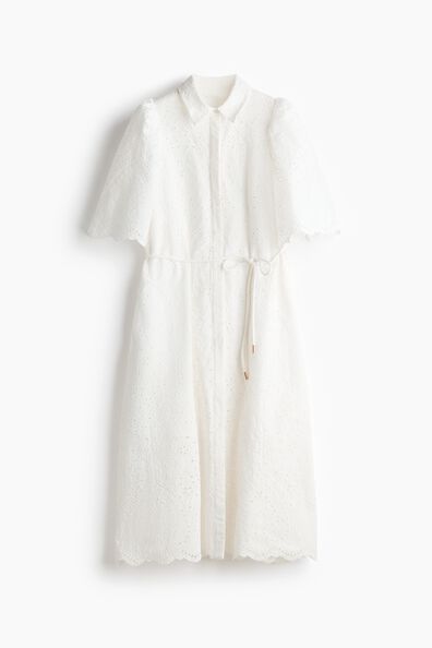 Broderie-anglaise cotton shirt dress