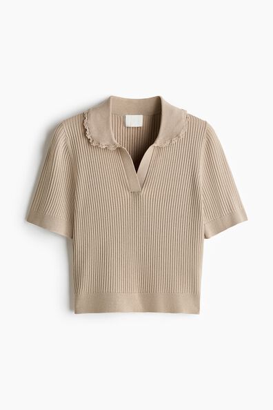 Lace-trimmed polo shirt