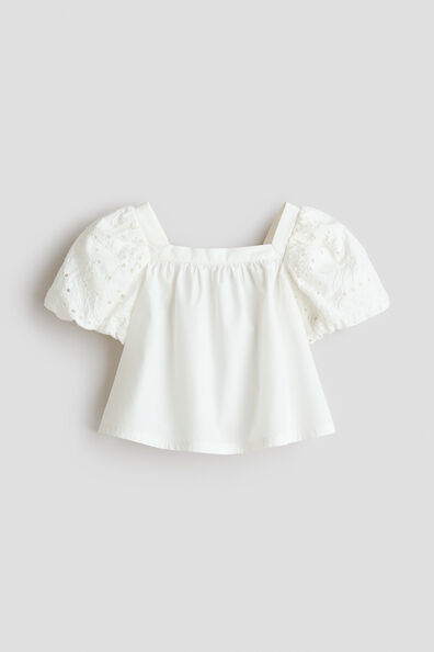 Puff-sleeved cotton poplin blouse