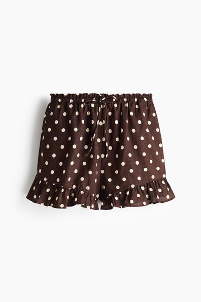 Linen-blend drawstring shorts