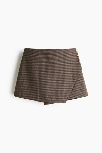 Button-detail wrap skort