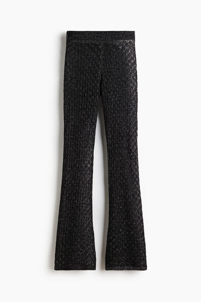 Shimmering pointelle-knit trousers
