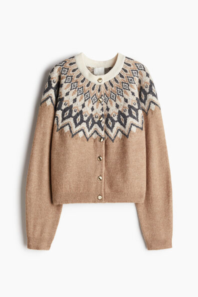 Jacquard-knit cardigan