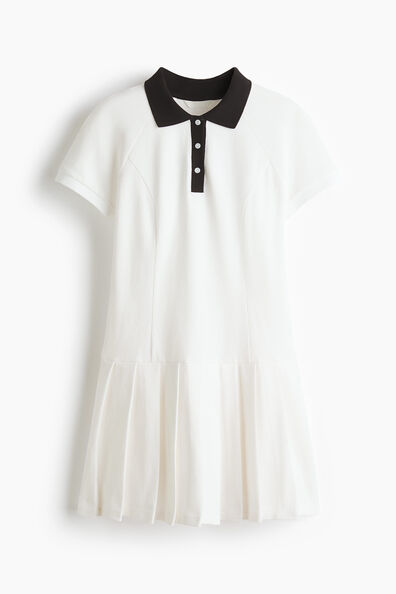 Pleated-skirt polo dress