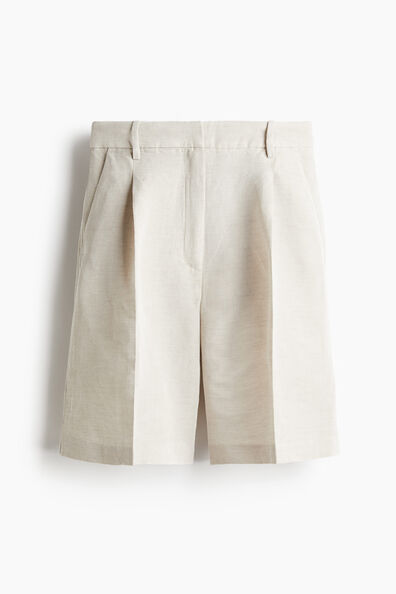 Linen-blend Bermuda shorts