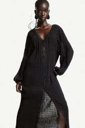 4510370 Black Lace Collar Detail Dress