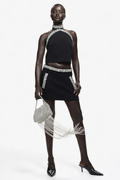 Rhinestone Studded Black Shirt & Skirt 2Pcs