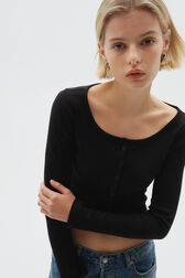 Sleeveless Ribbed Button-Front Top