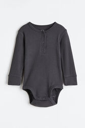 Henley Snap Front Bodysuit Beige