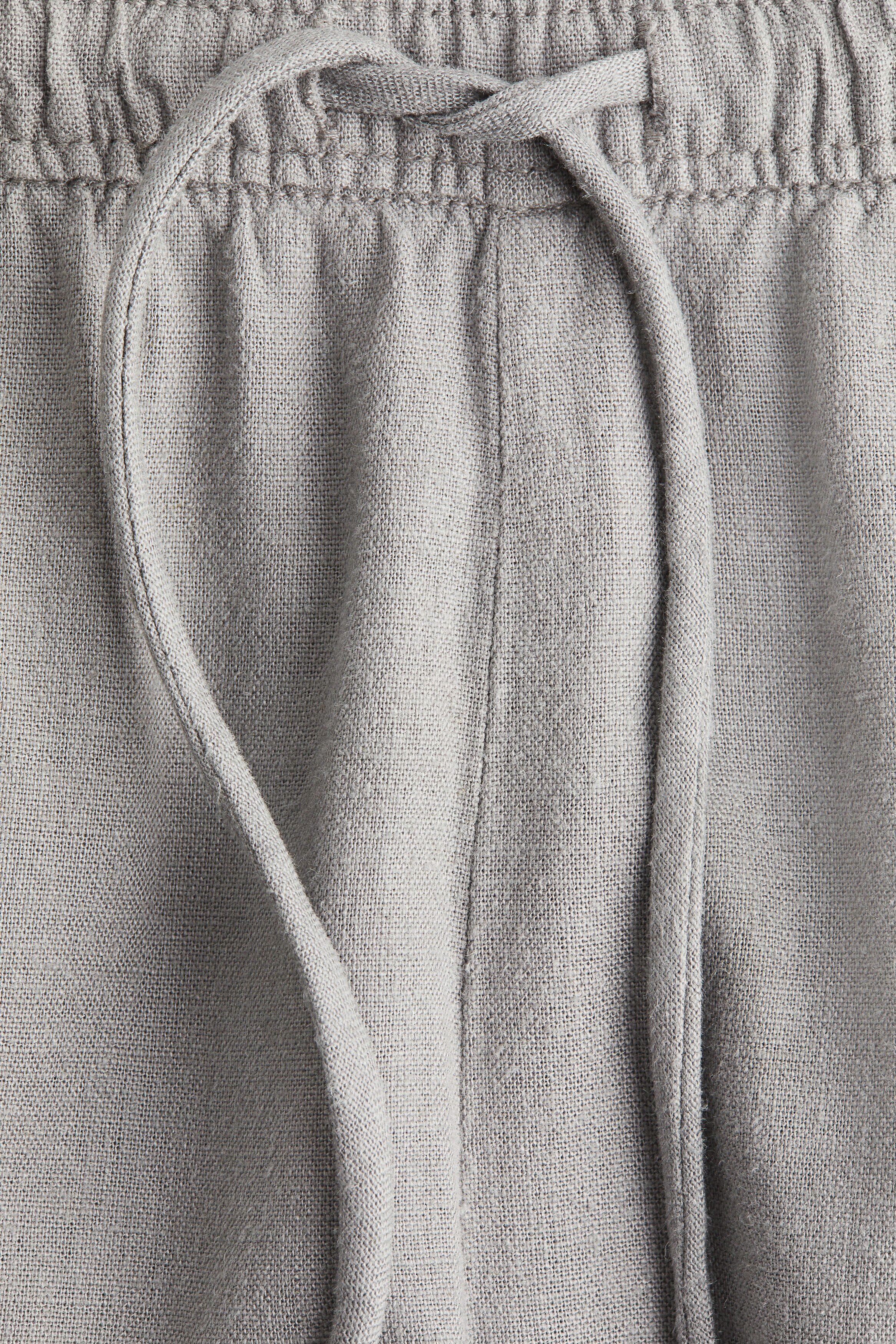 Linen-blend drawstring trousers
