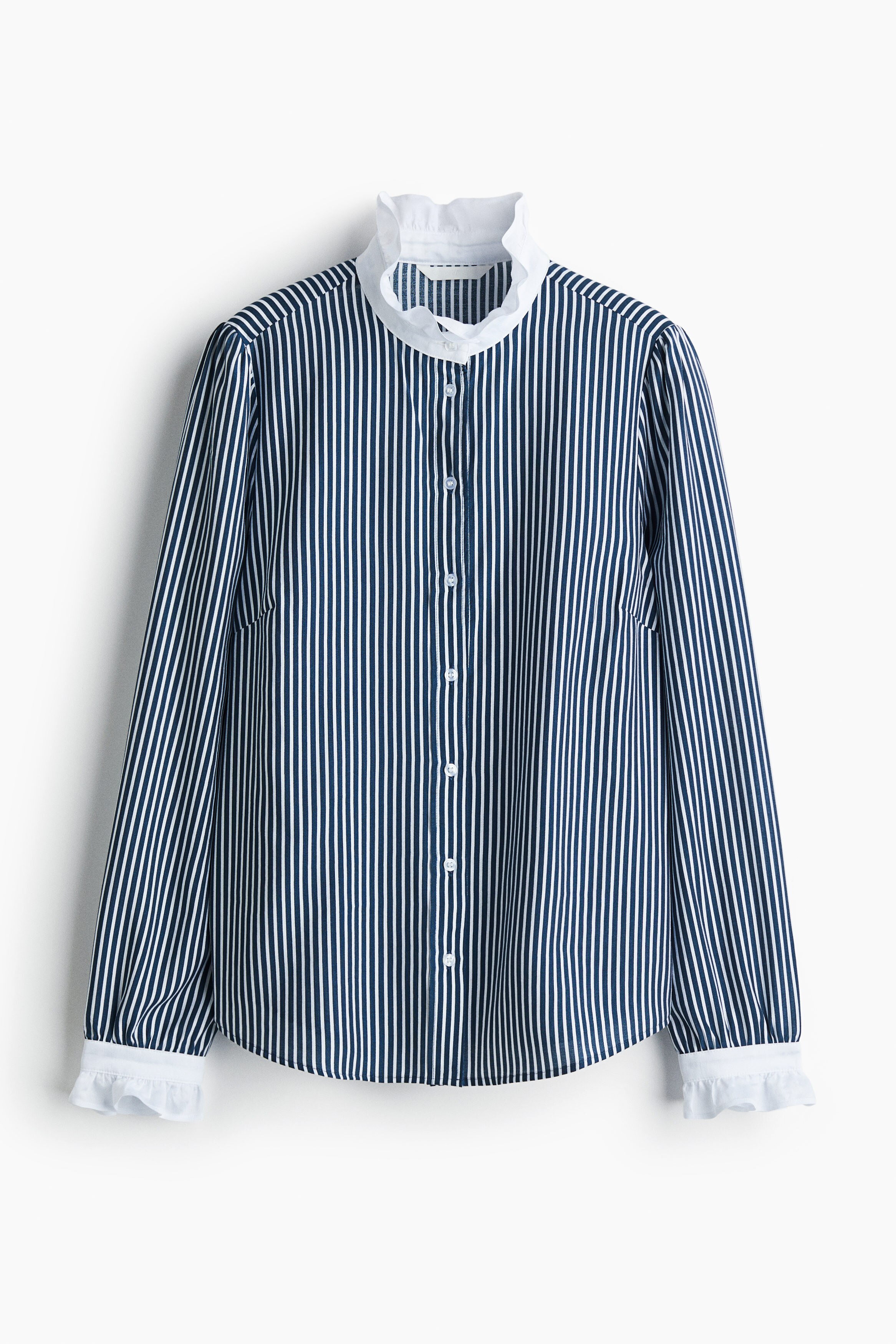 ORGUE Stripe frill collar blouse【Gray】 Frill-collar blouse