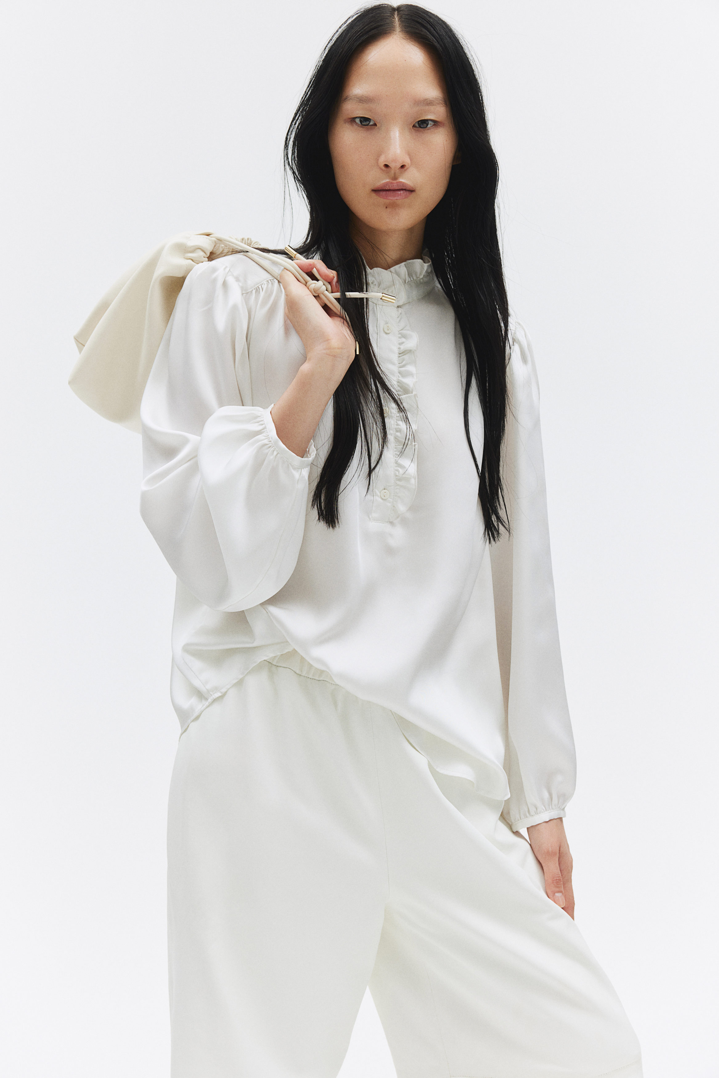 トップス ANDMARY Kitty frill blouse white ANDMARY】Kitty frill blouse