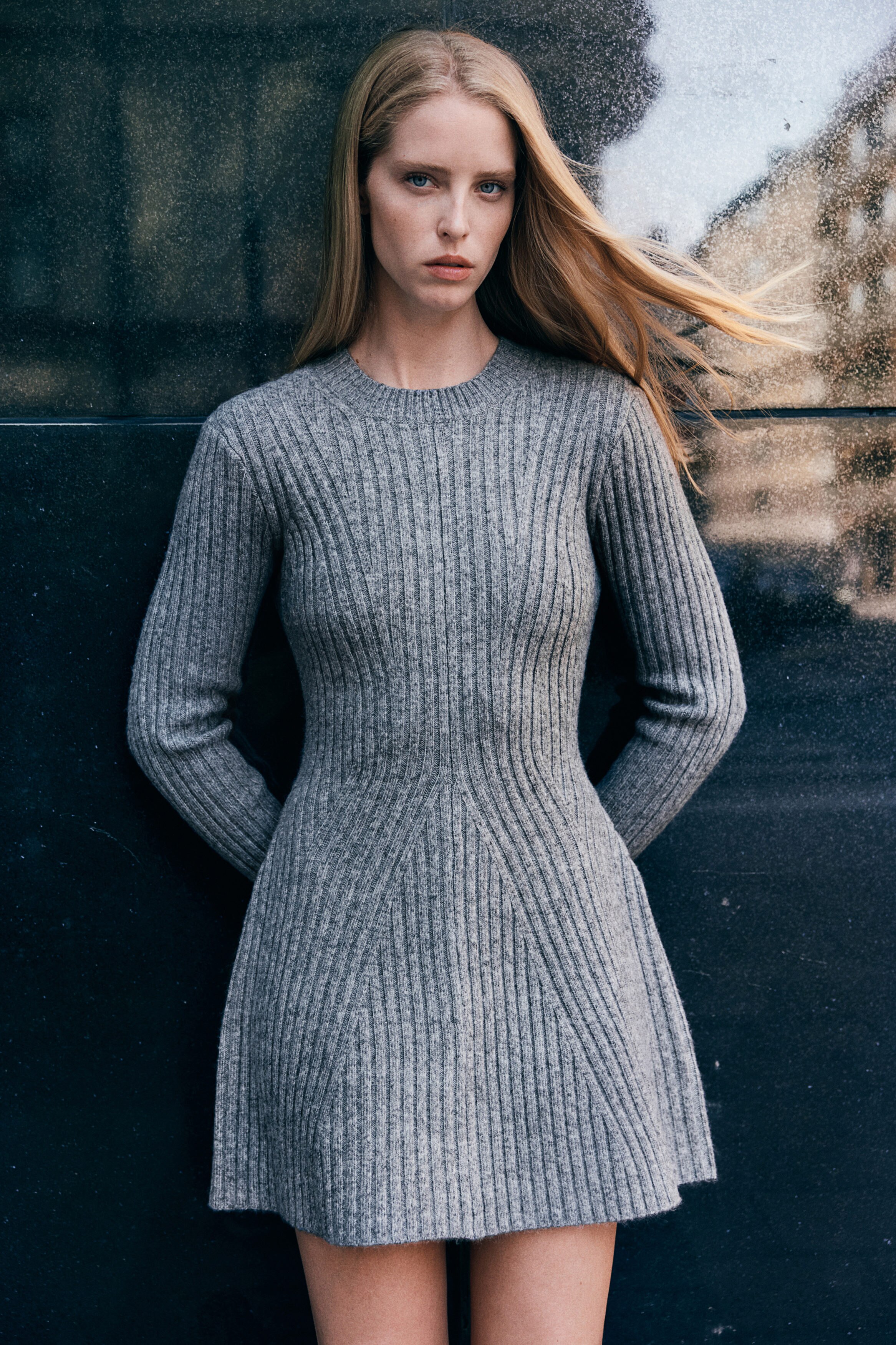 rib knit docking dress celon 【美品】 maison.celon rib knit