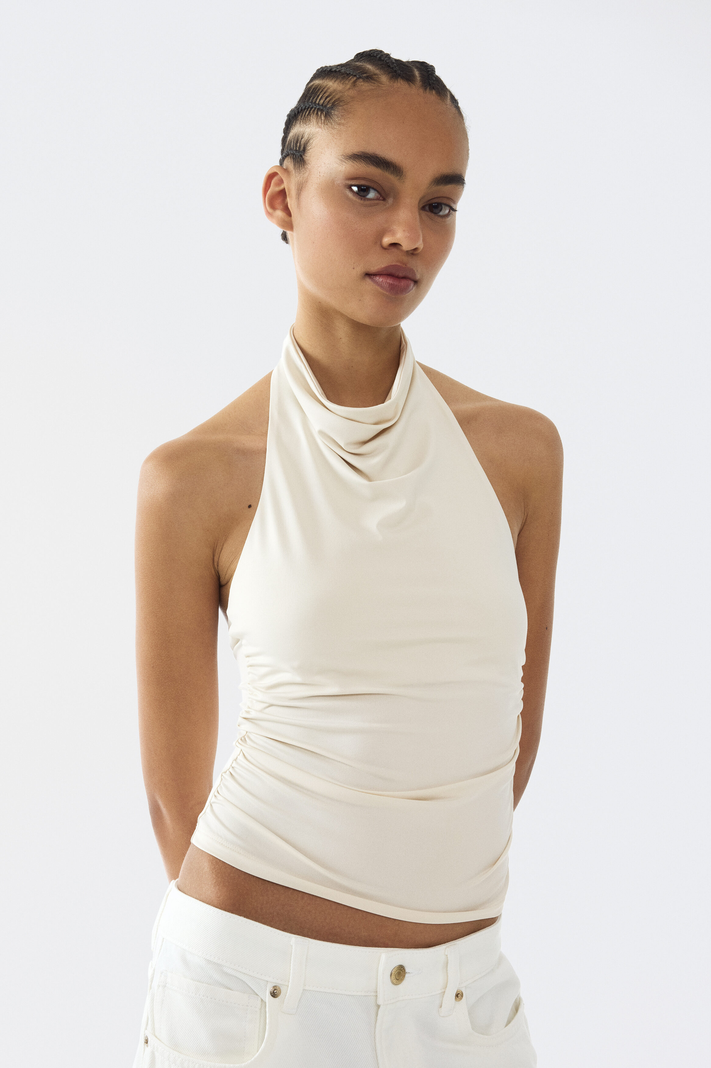 Gathered halterneck top