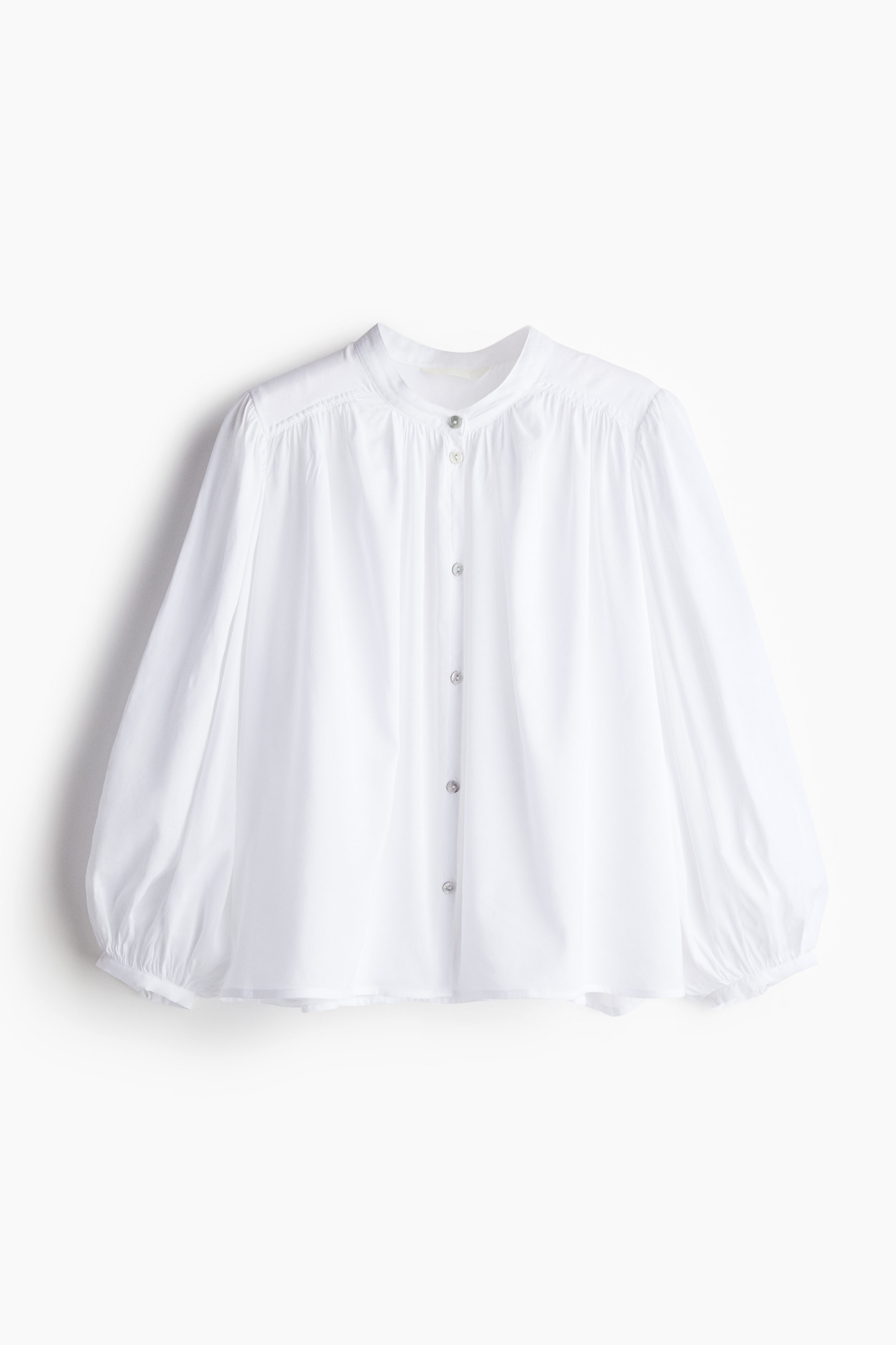 regleam◆BALLOON SLEEVE BLOUSE/FREE/ポリエステル/WHT/ストライプ/19AW-RL0 Balloon-sleeved blouse