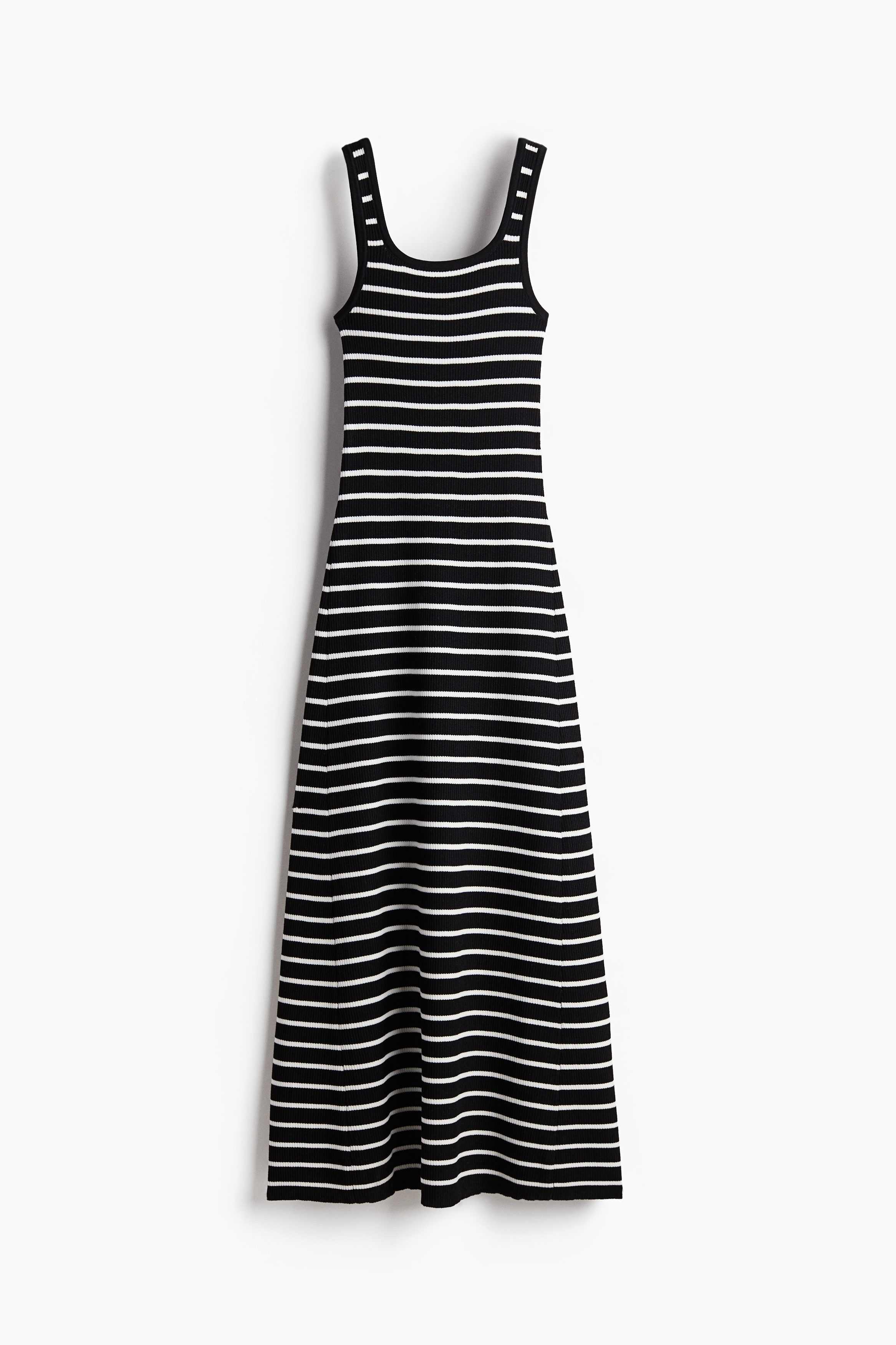 Flared-skirt rib-knit dress