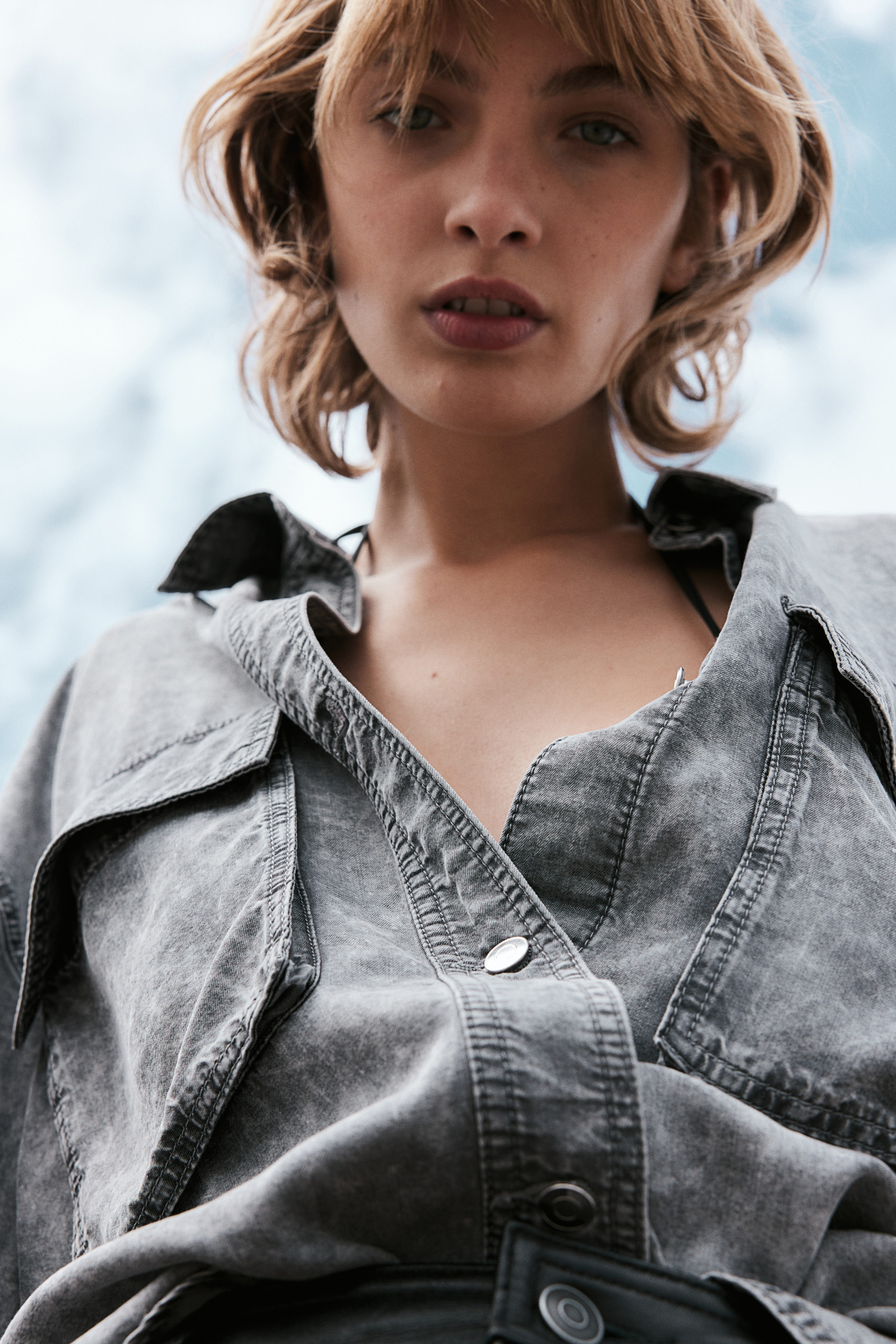 Oversized denim shirt