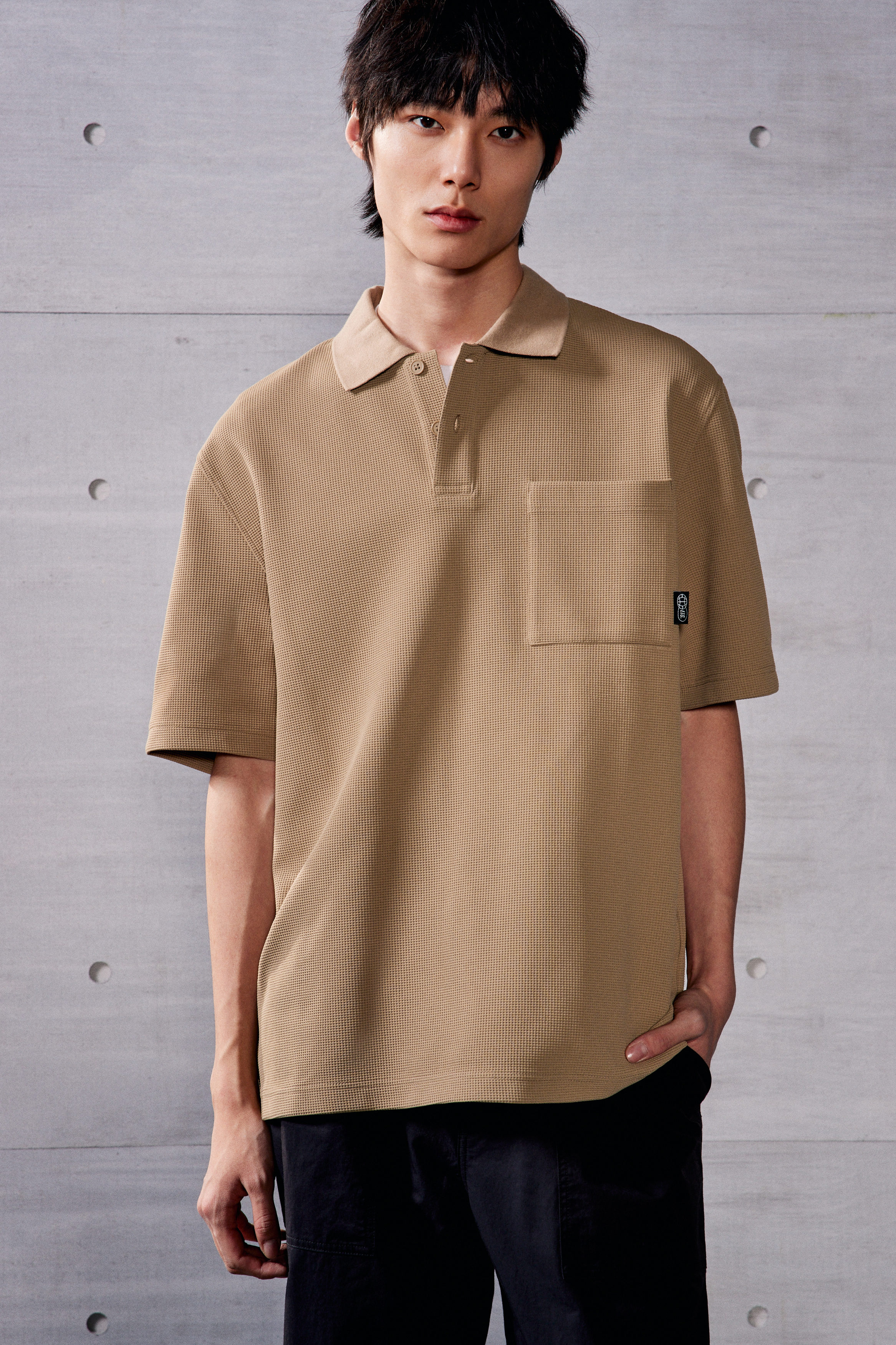 Loose Fit Waffled polo shirt