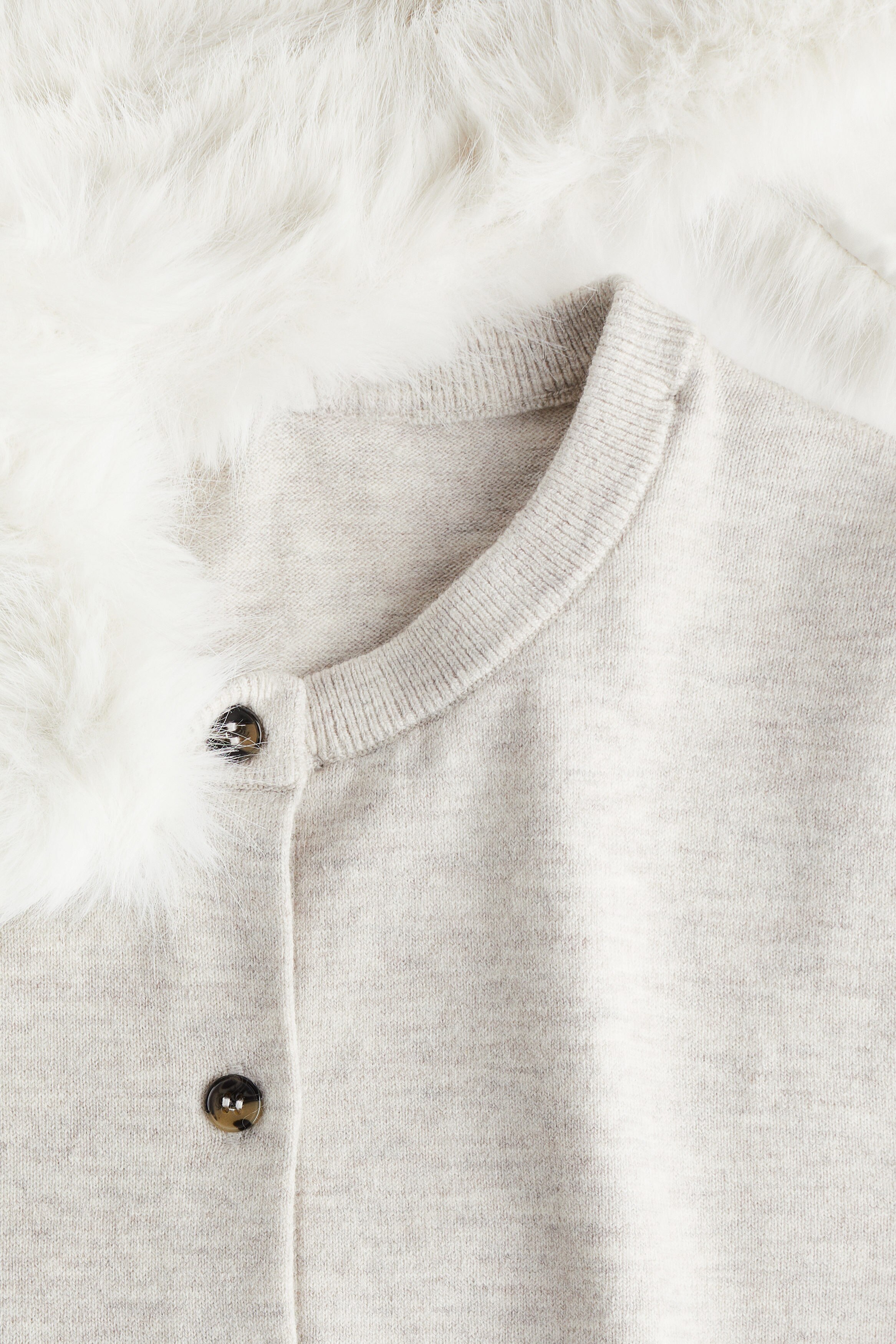 Pearl Trim Collared Neck Long Sleeve Cardigan main image 1