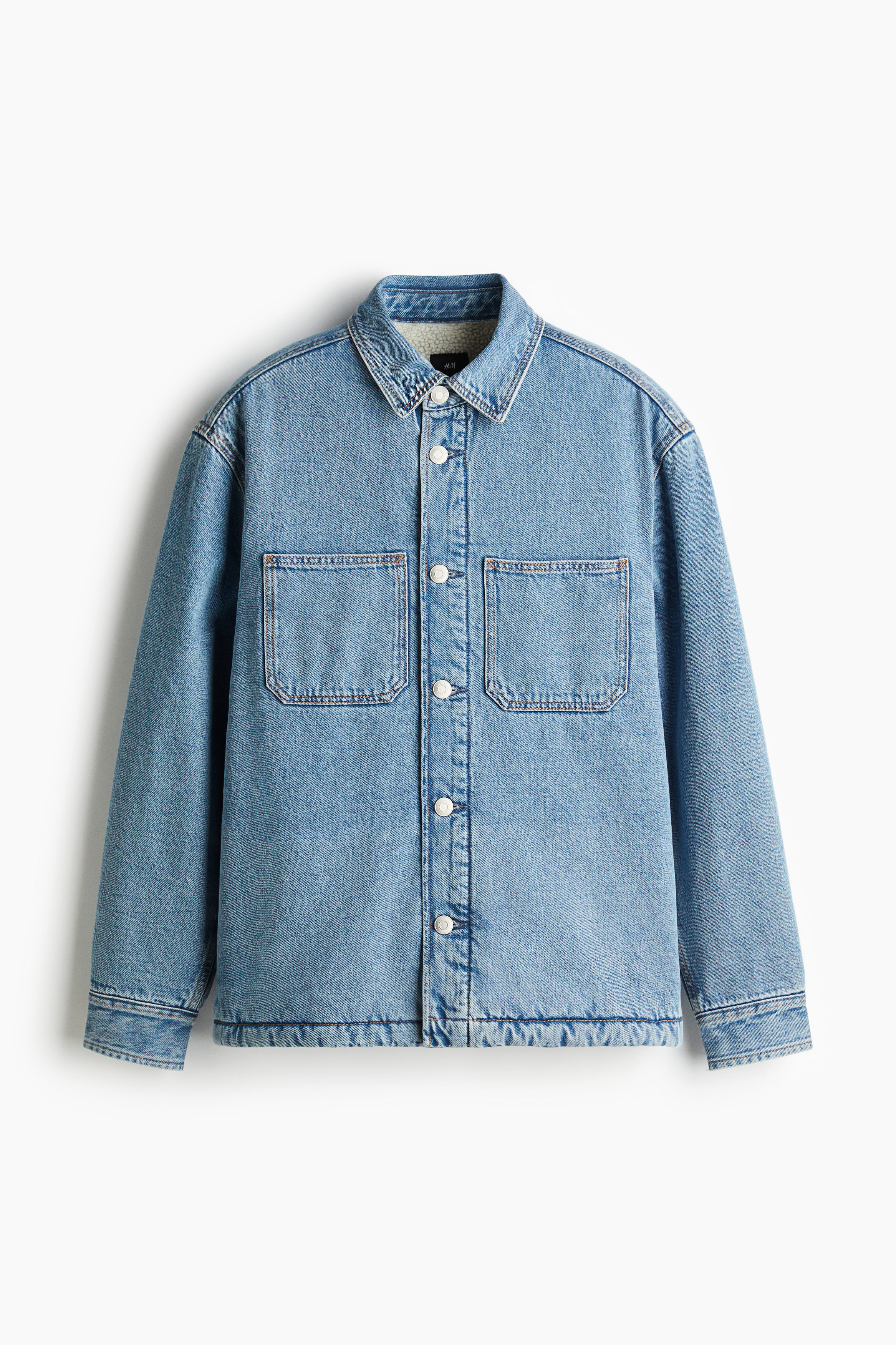 Regular Fit Teddy-lined denim overshirt