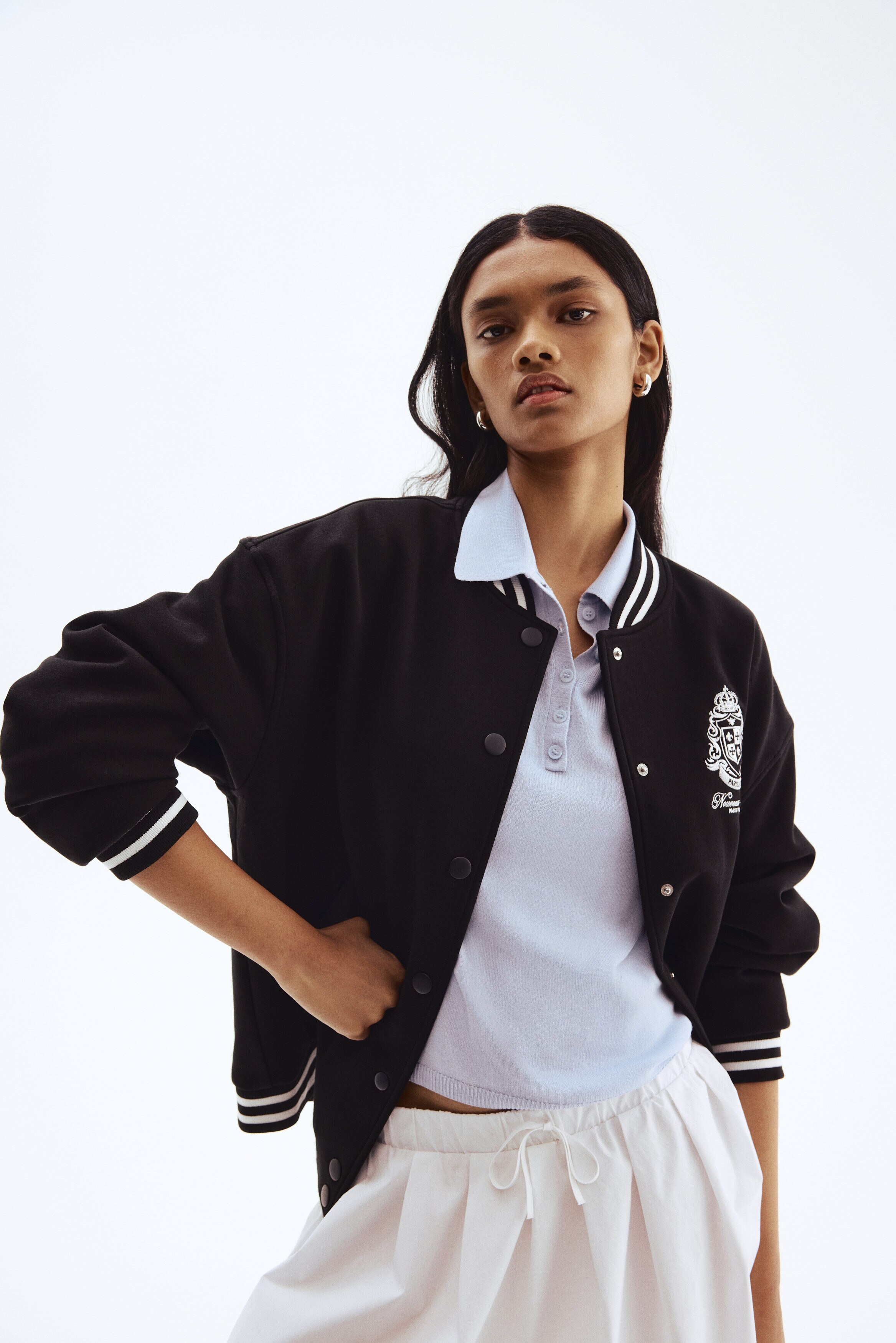 Motif-detail baseball jacket