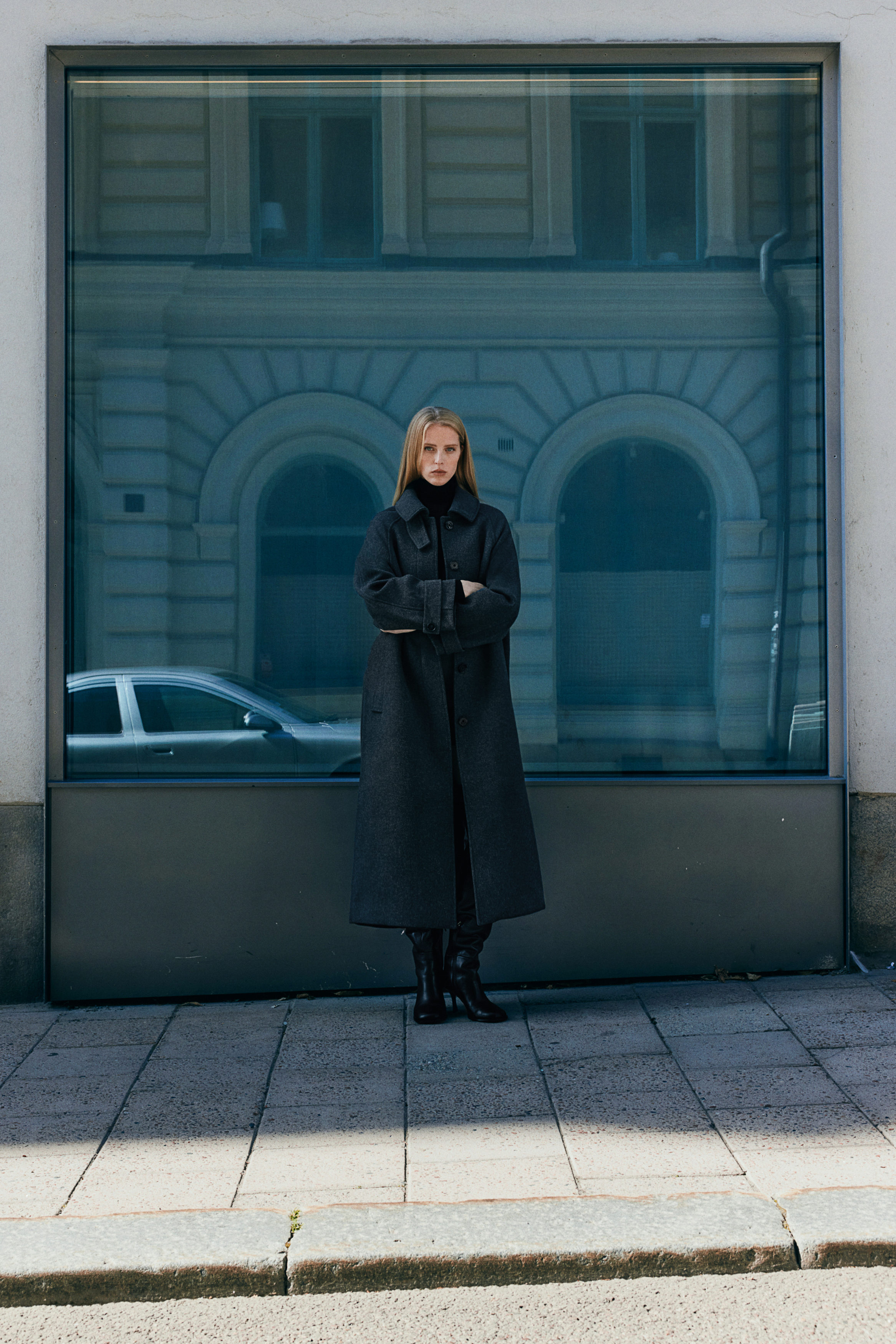 【90's】Wool Maxi Chester Coat / Dark Gray WOOL BLEND MAXI COAT - buy at PAPAYA |Ukrainian brand