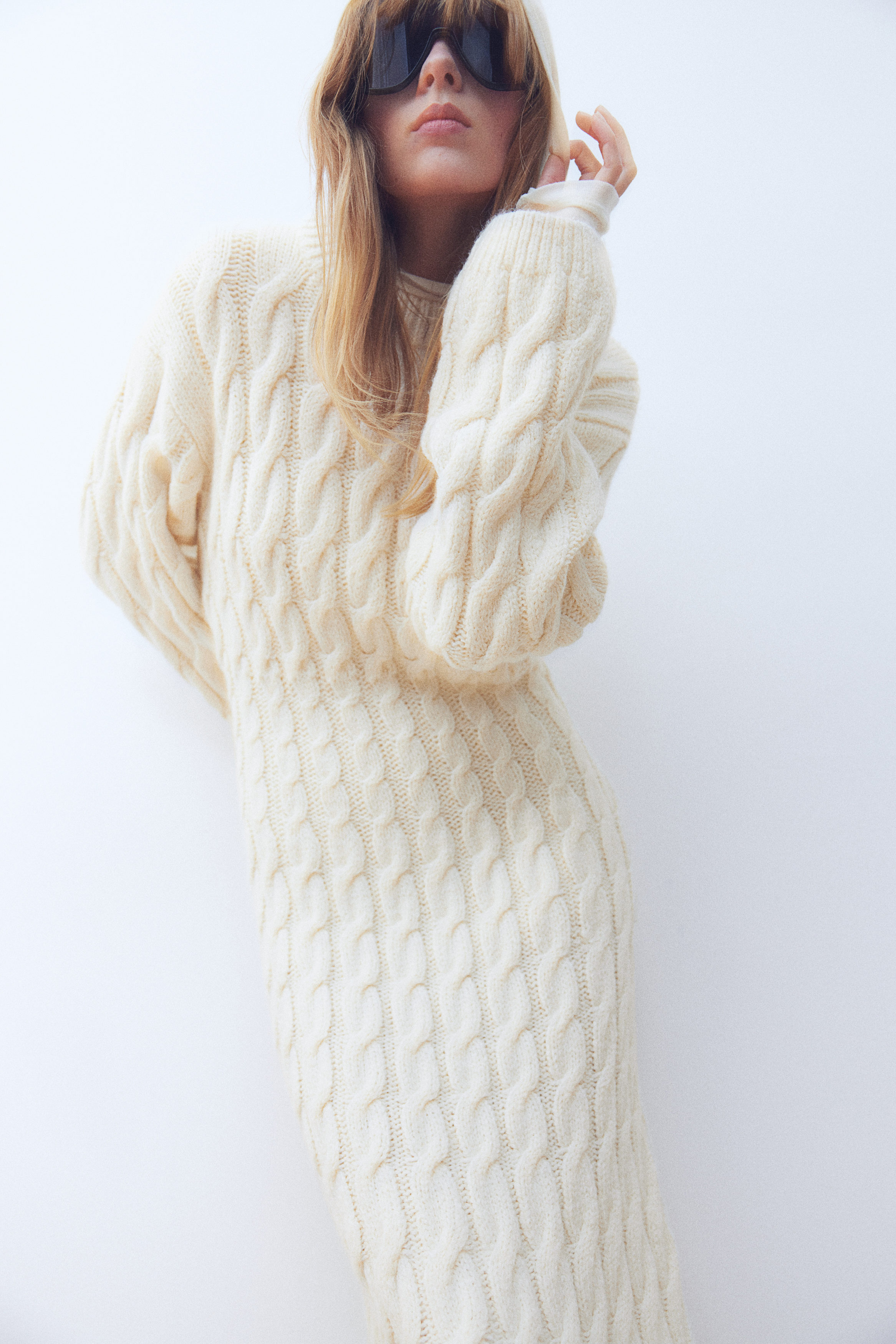 Cable-knit midi dress