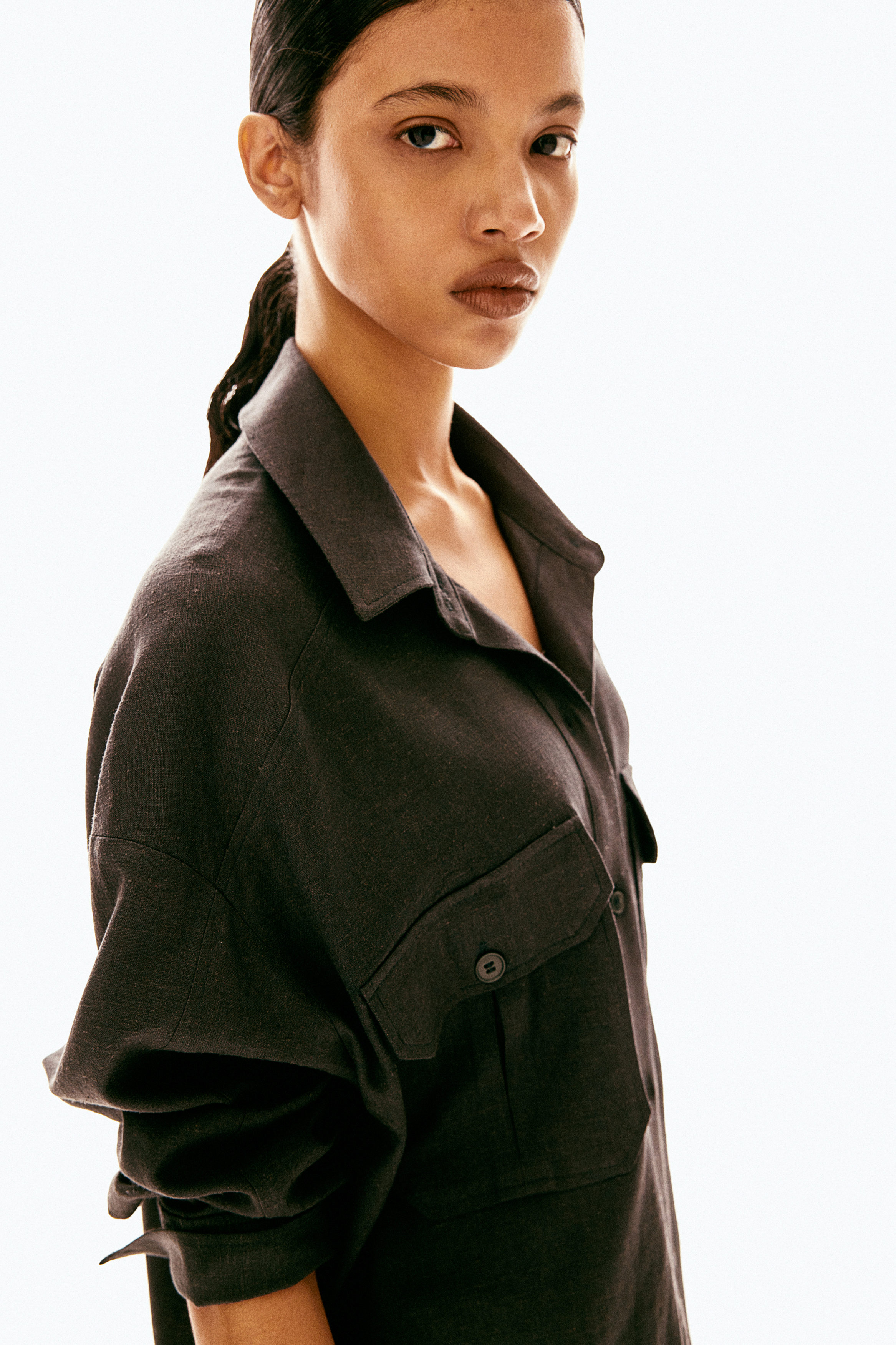 Linen-Blend Multi Sheer Shirt♡ Women's Classic Sheer Short Sleeve Button-Up Shirt | LOVESTITCH