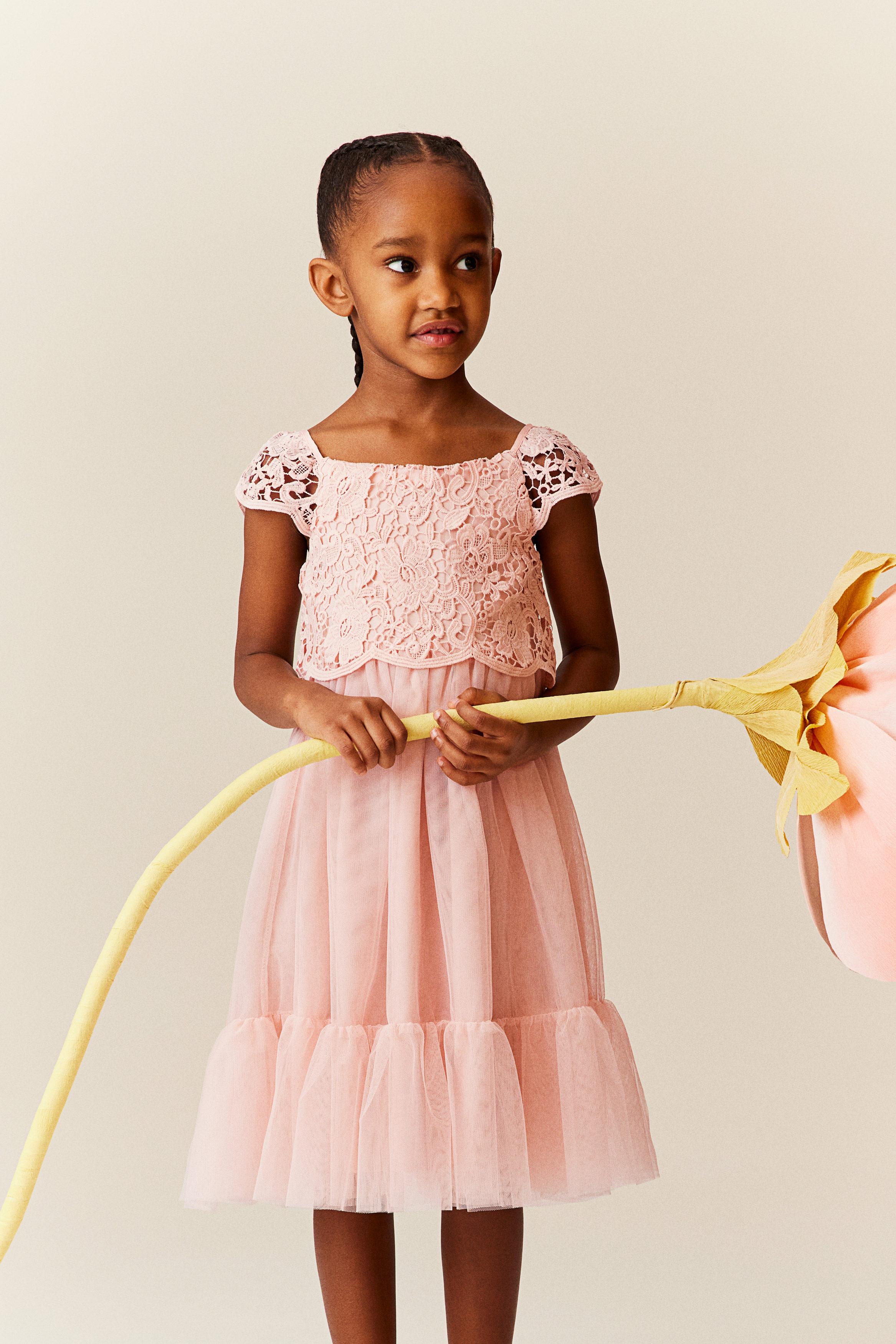 新品未使用　Treat Girl's tulle frill jersey Lace and tulle dress