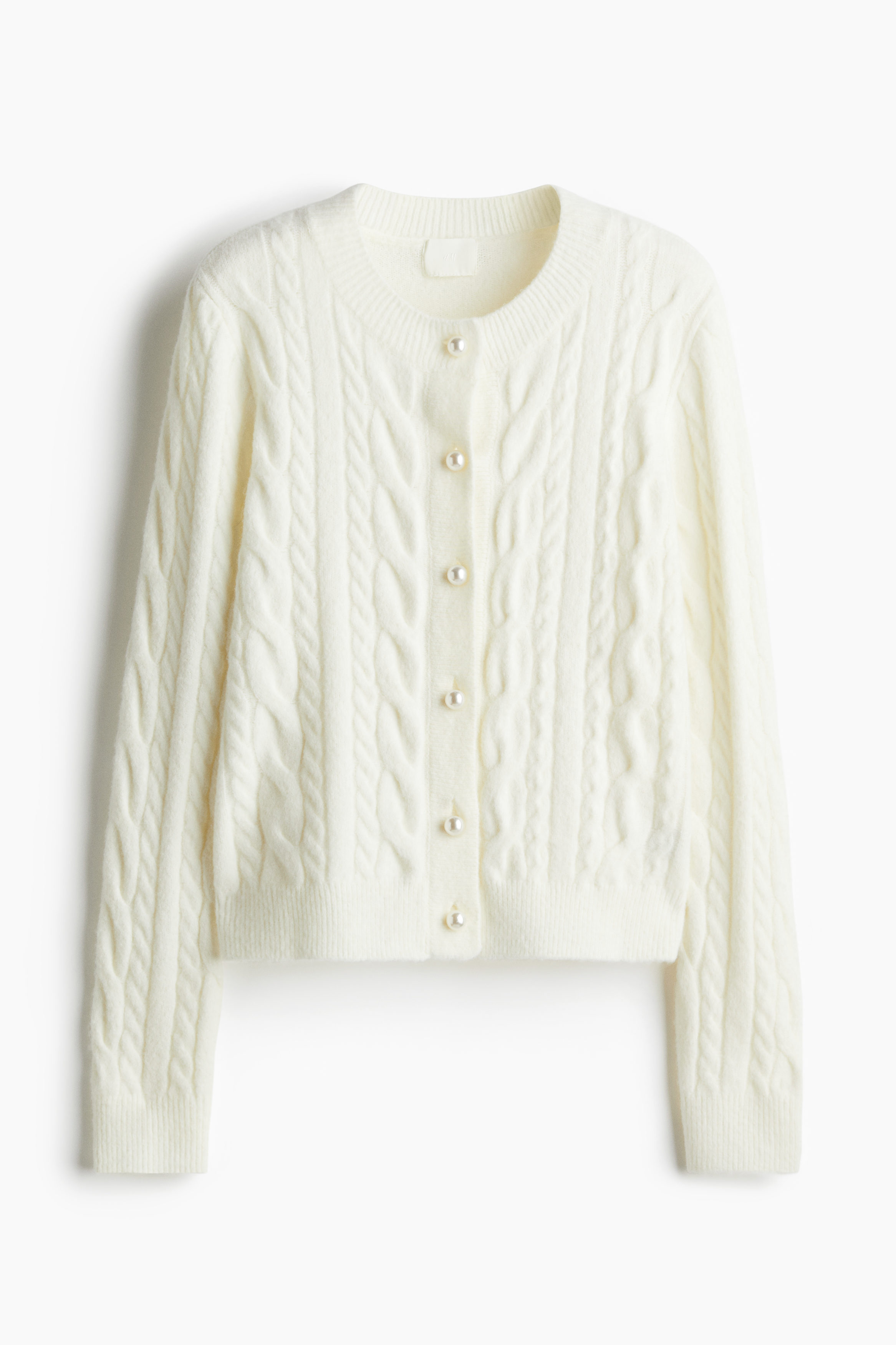 Cable Knit Cardigan in White