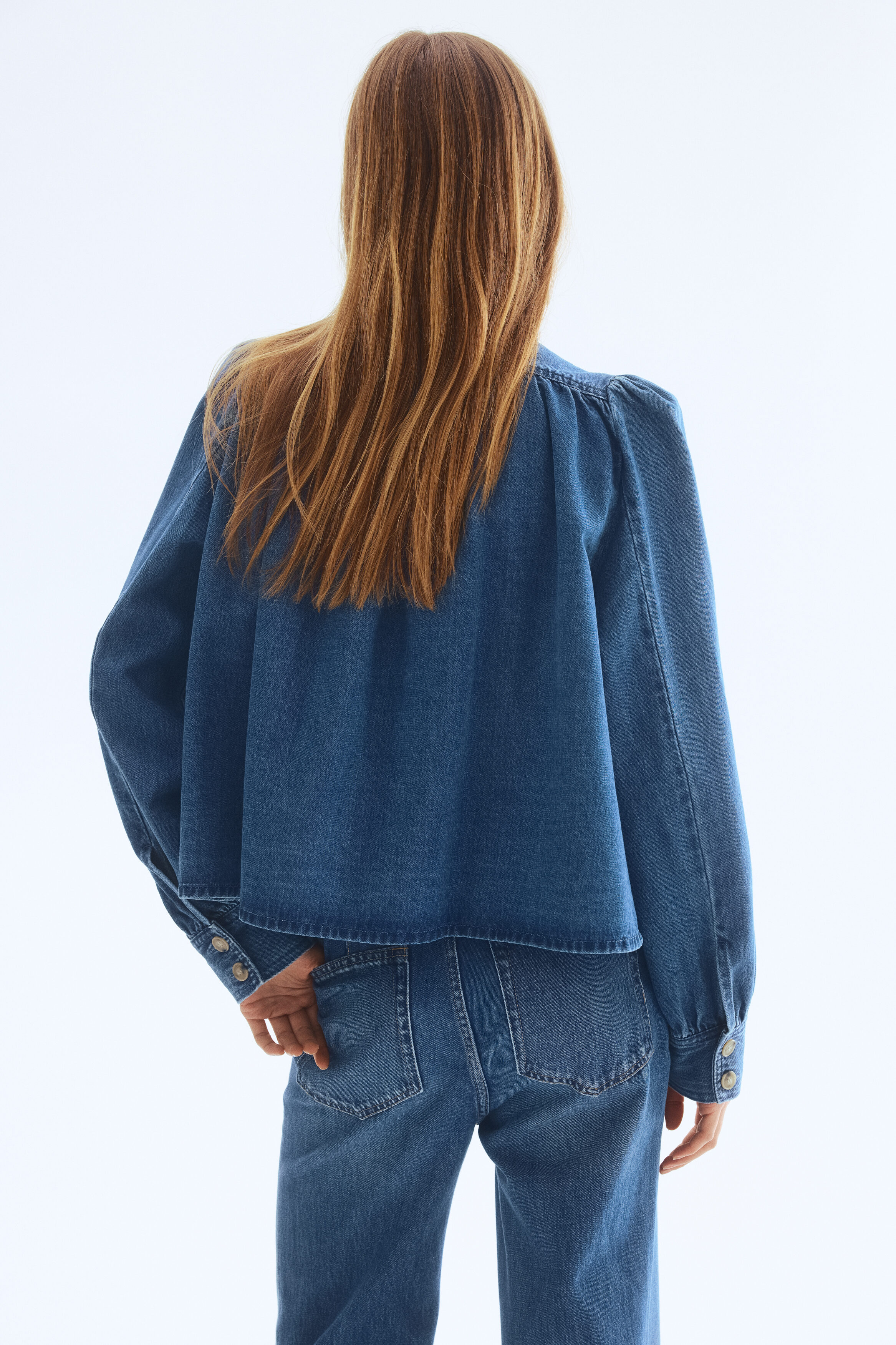 Puff-sleeved twill jacket