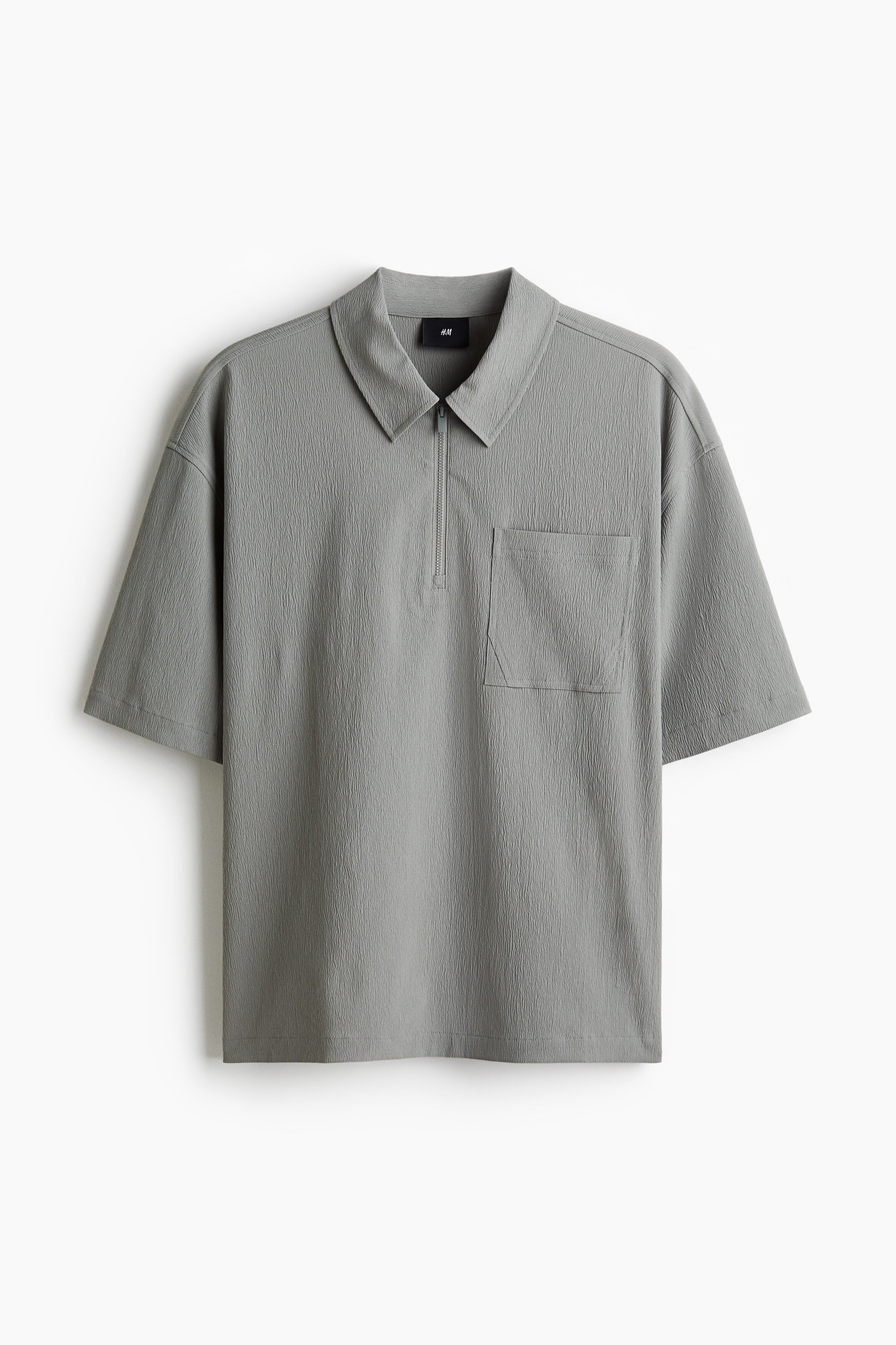 Loose Fit Crinkled zip-top polo shirt