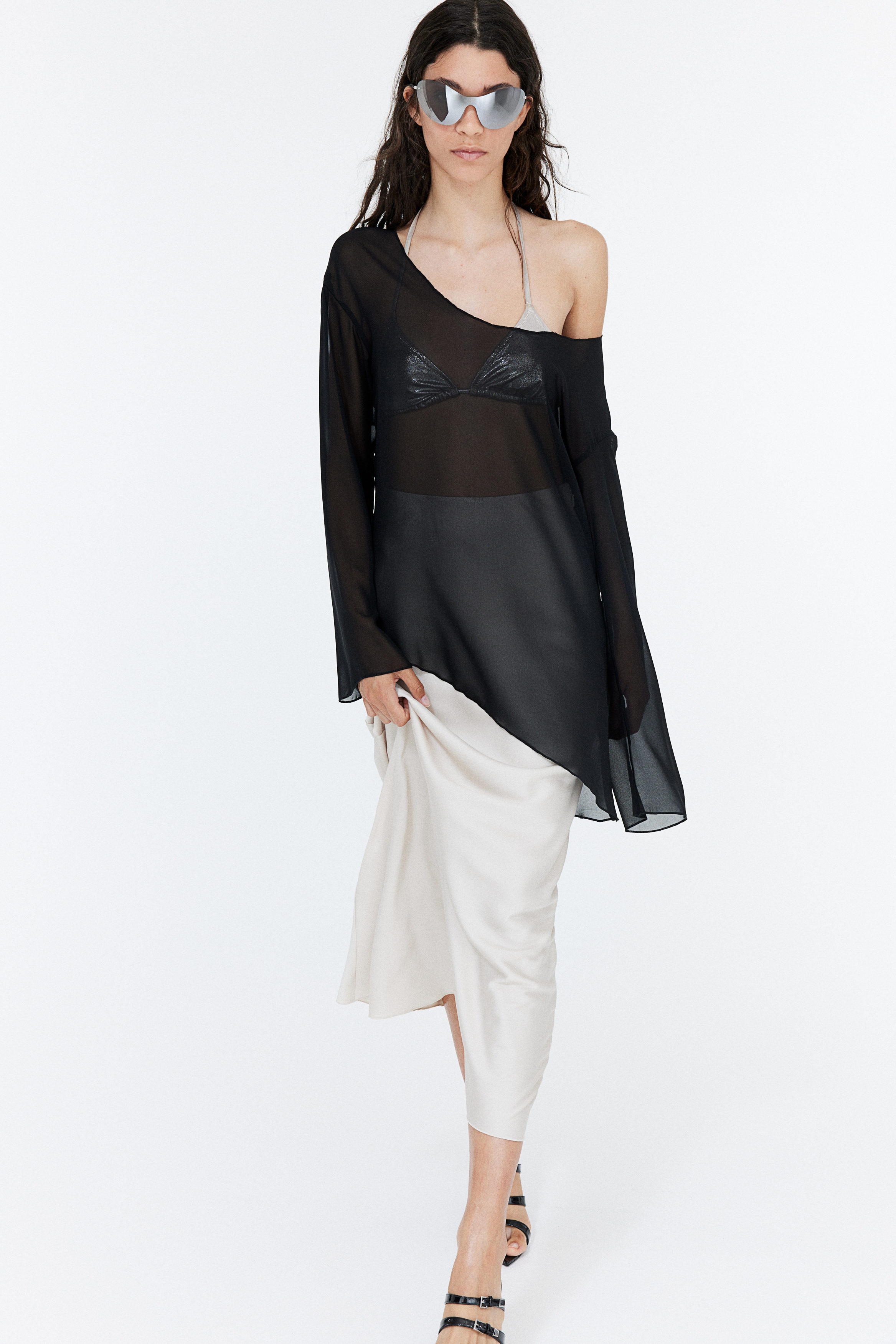 asymmetric chiffon top