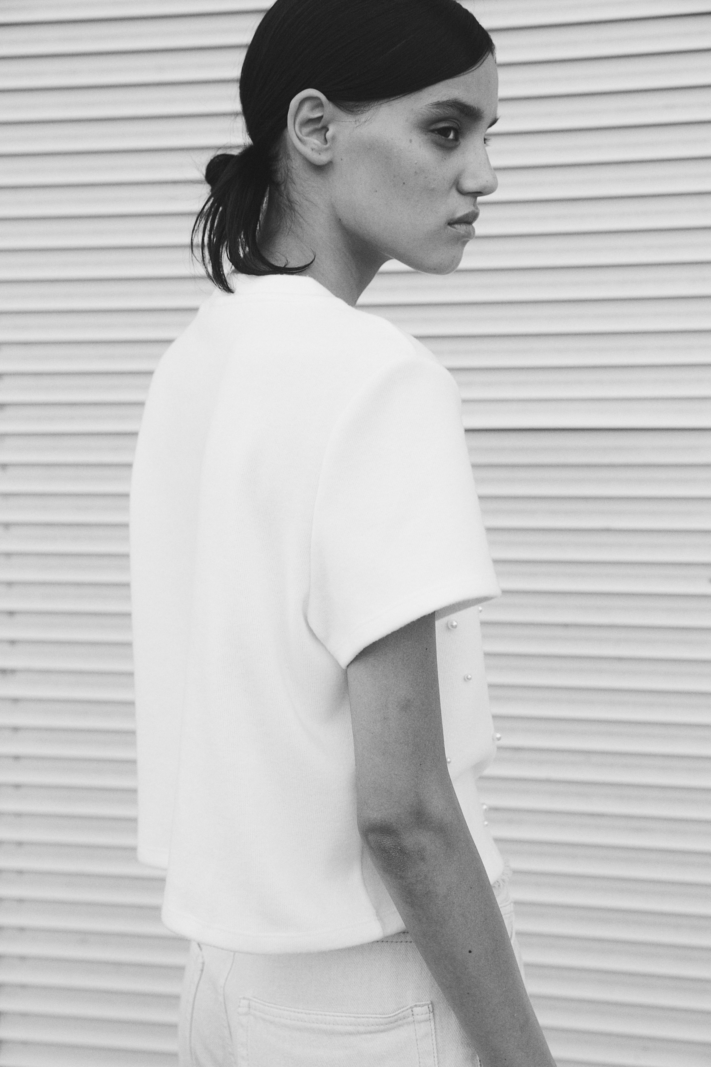 Bead-embellished T-shirt