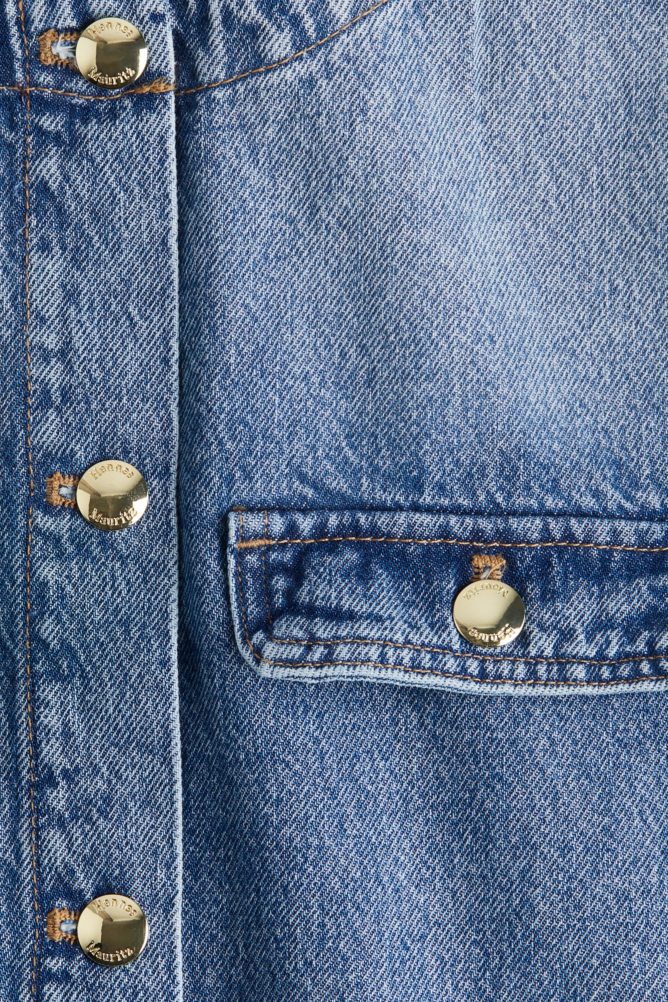 Collarless denim jacket