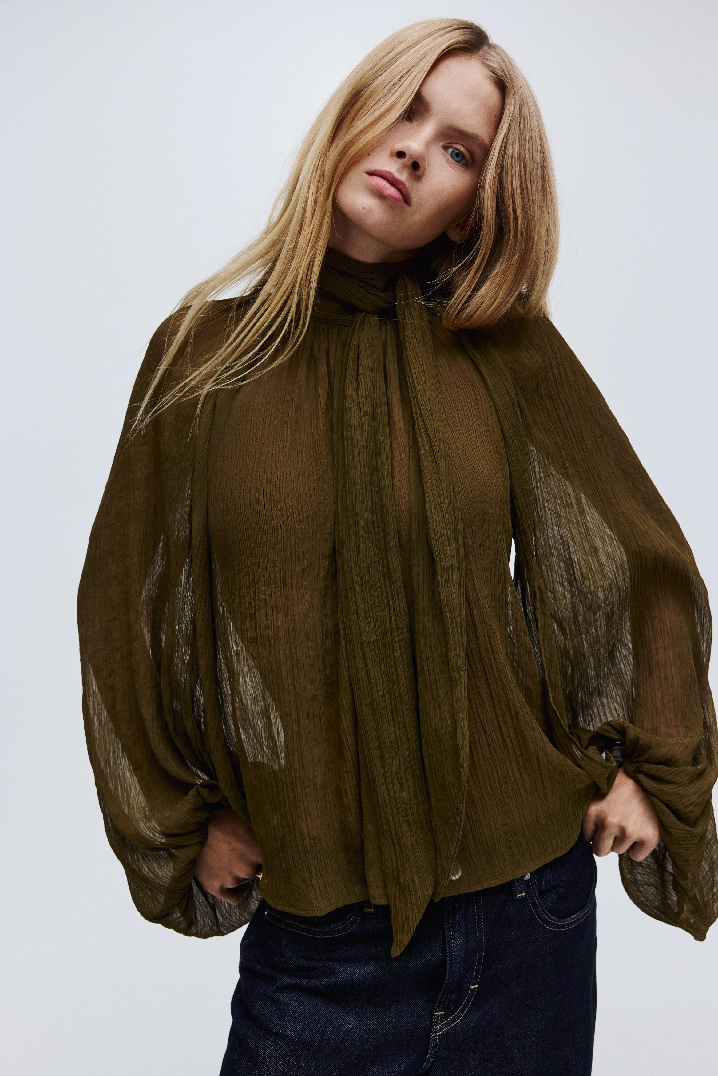 Tie-neck blouse