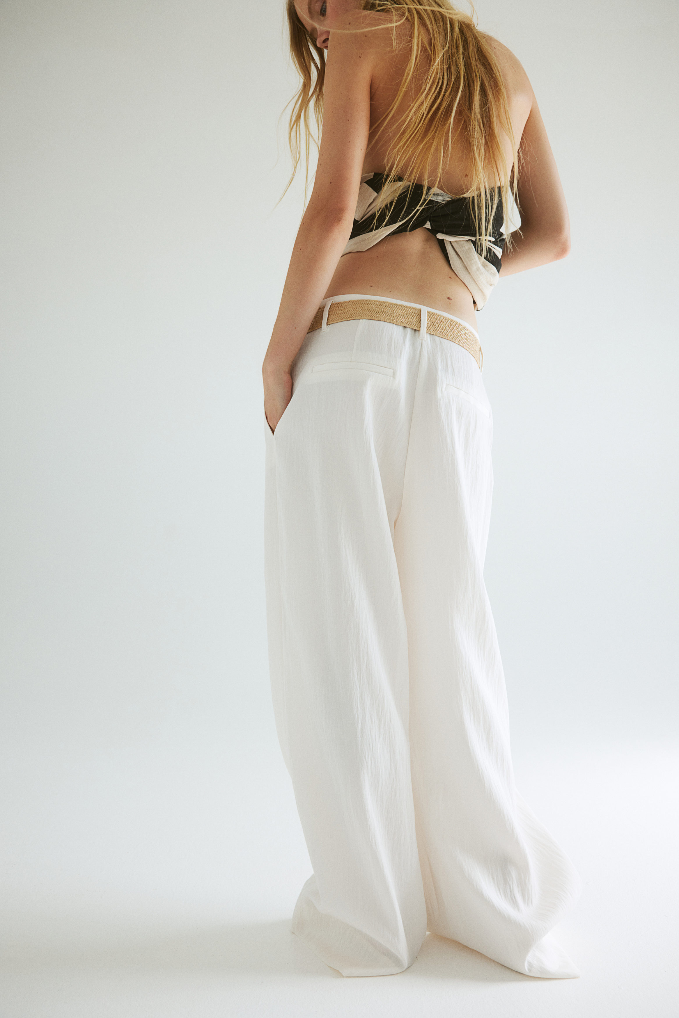 Wide belted trousers