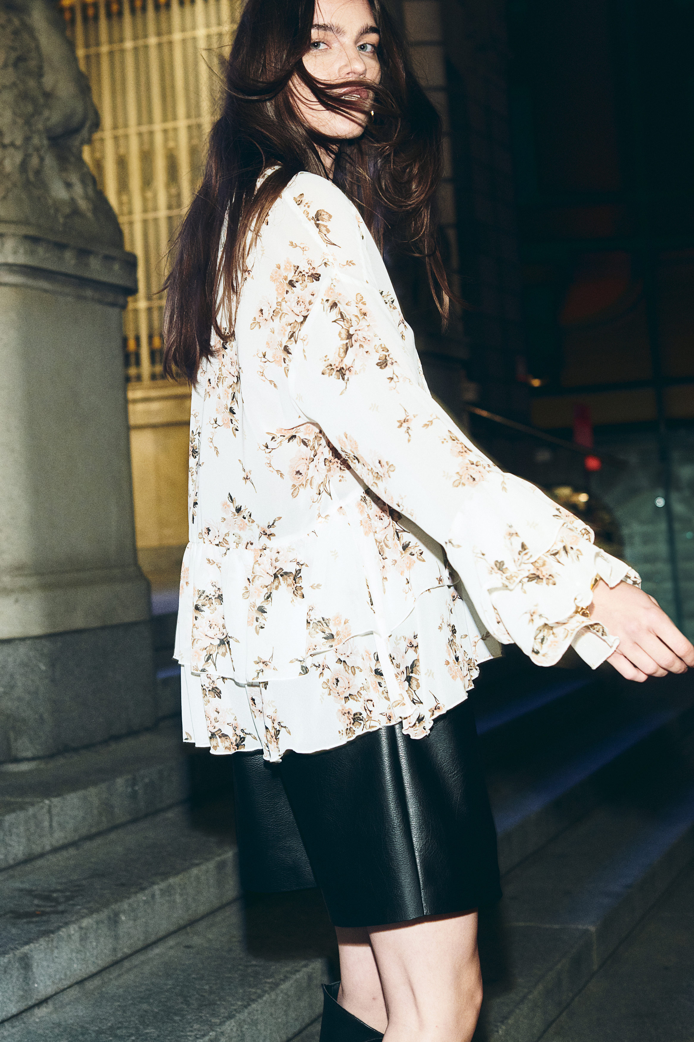 Flounced chiffon blouse