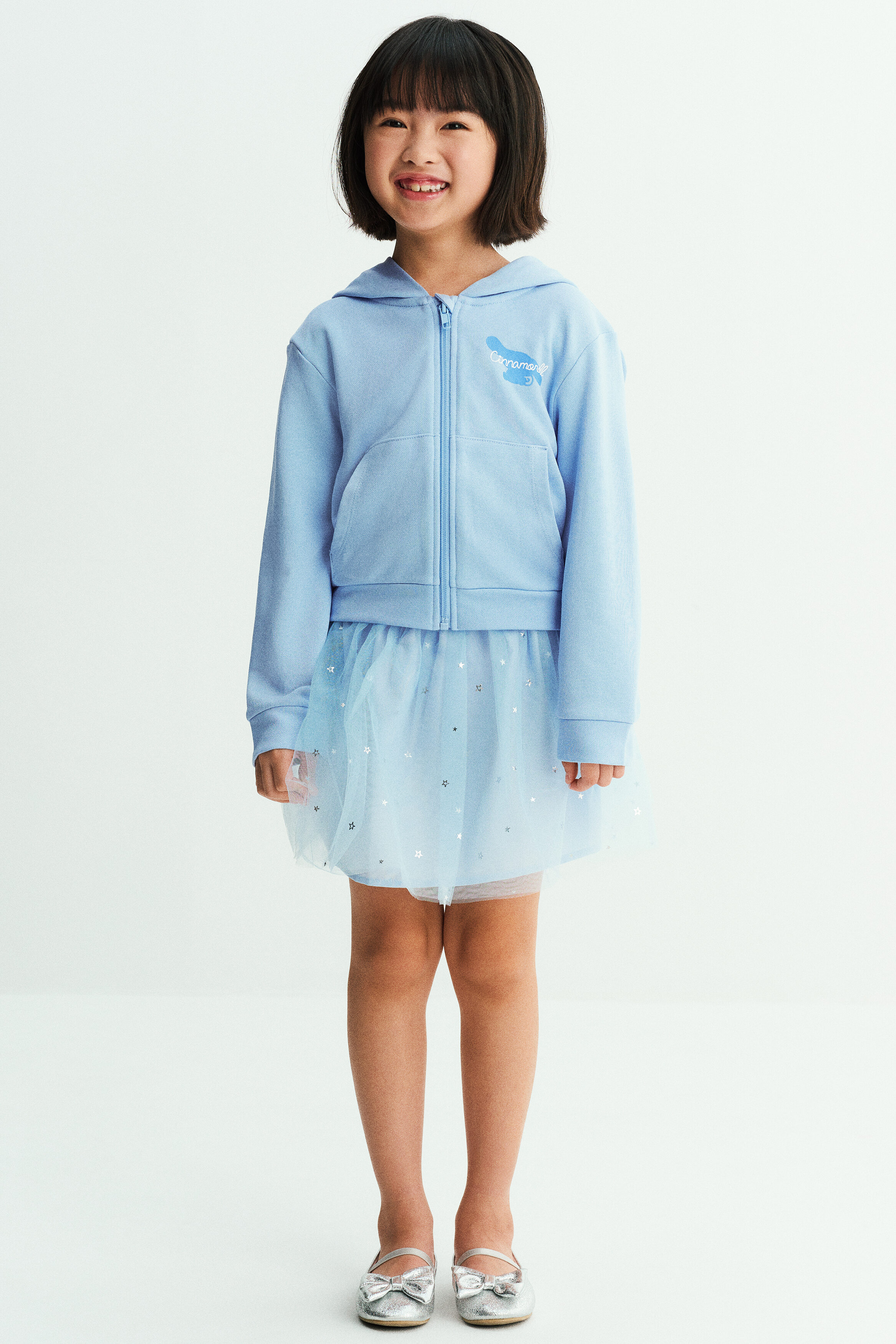 Appliquéd zip-through hoodie