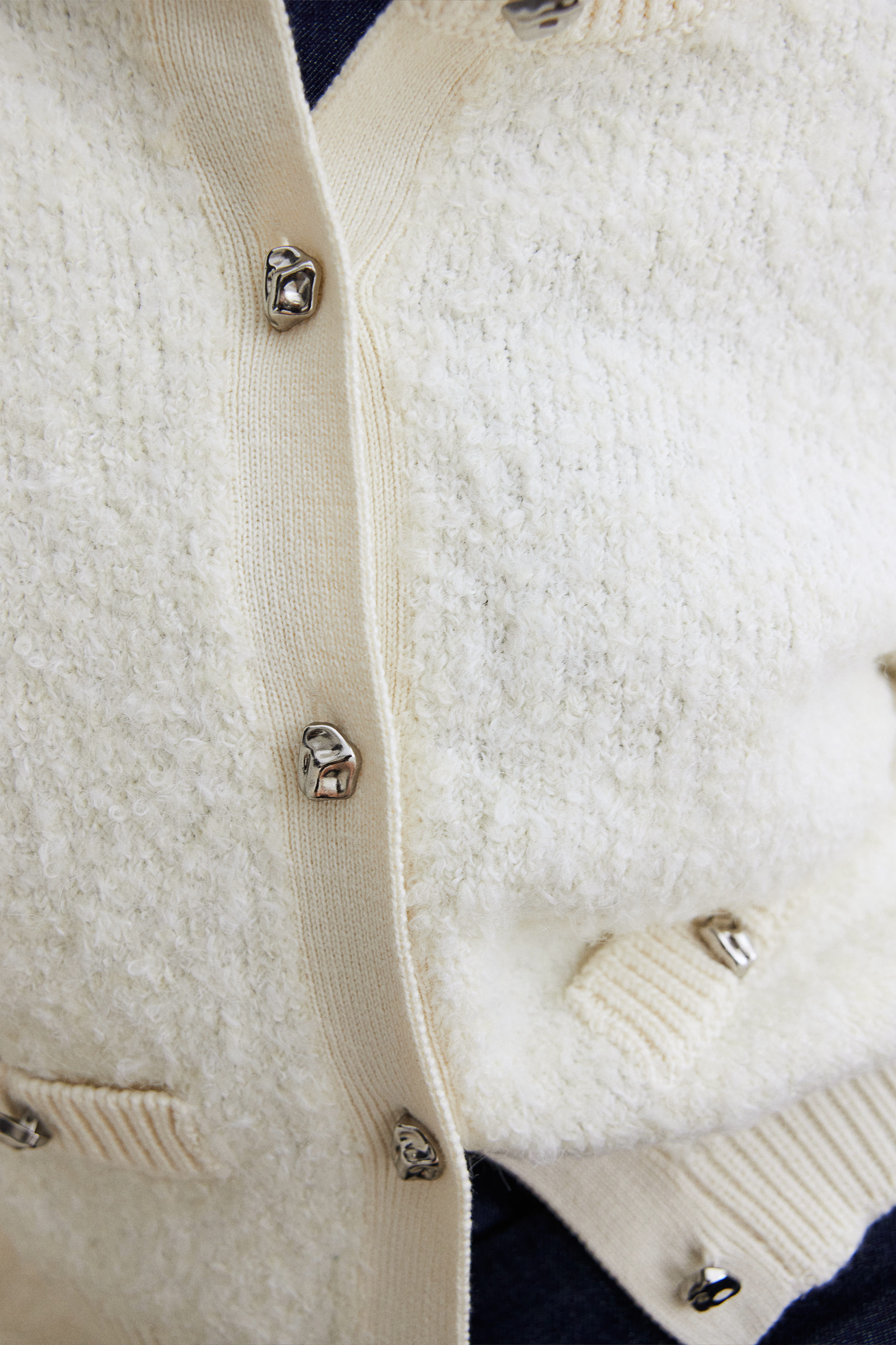 Bouclé-knit cardigan