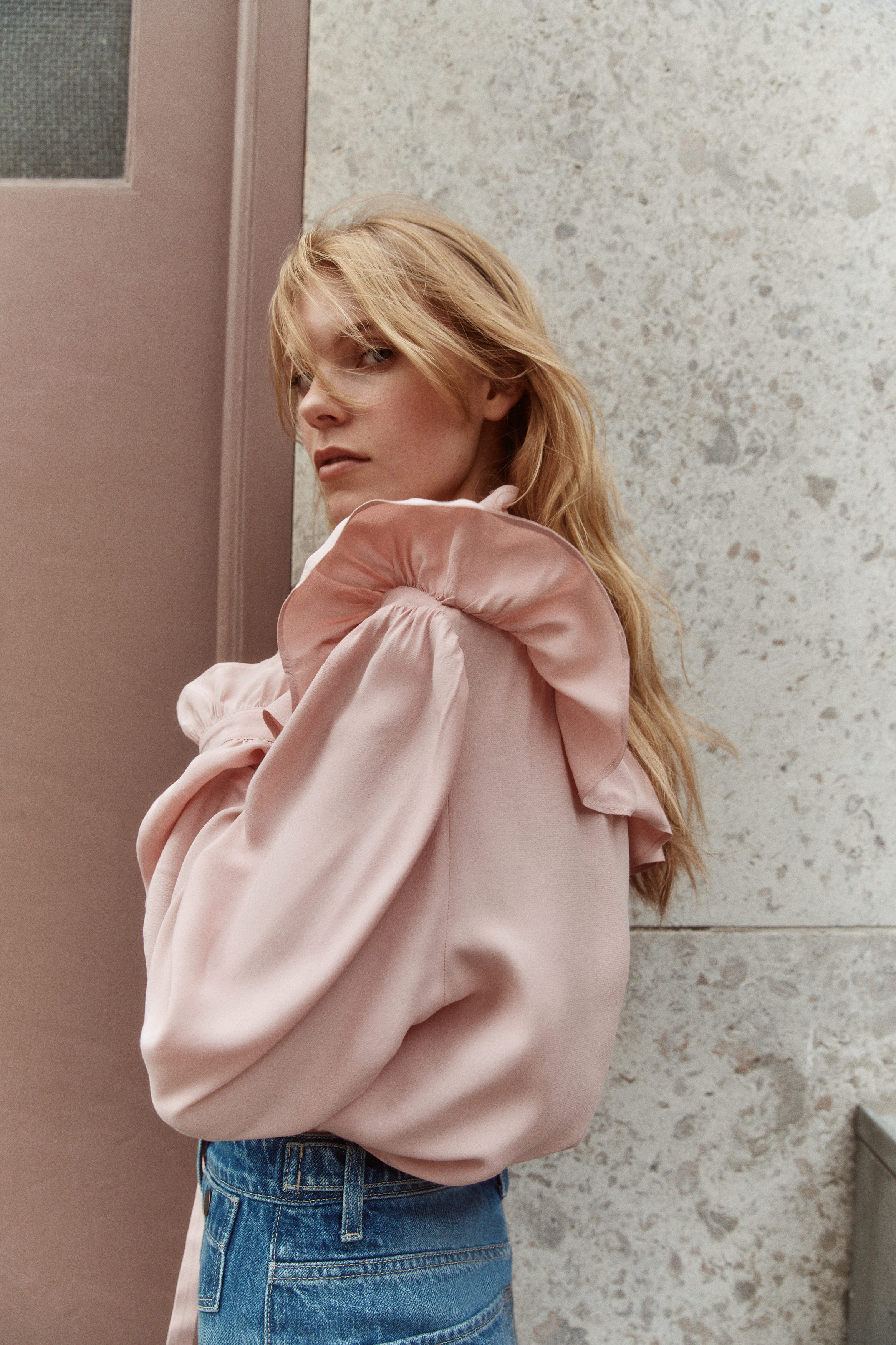 Frill-trimmed blouse