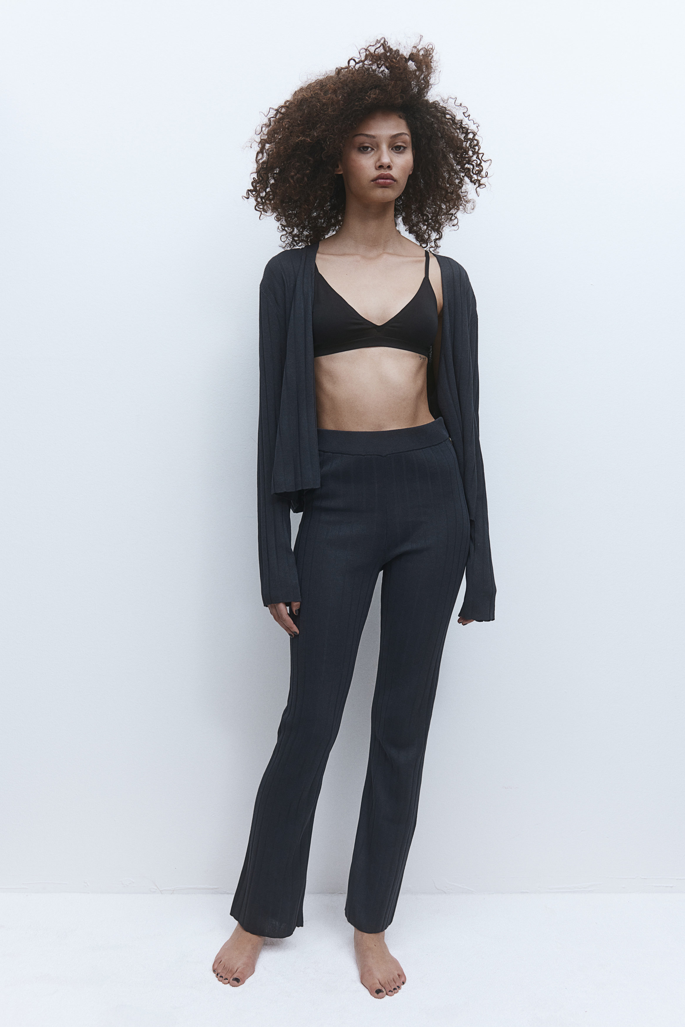 Rib-knit trousers
