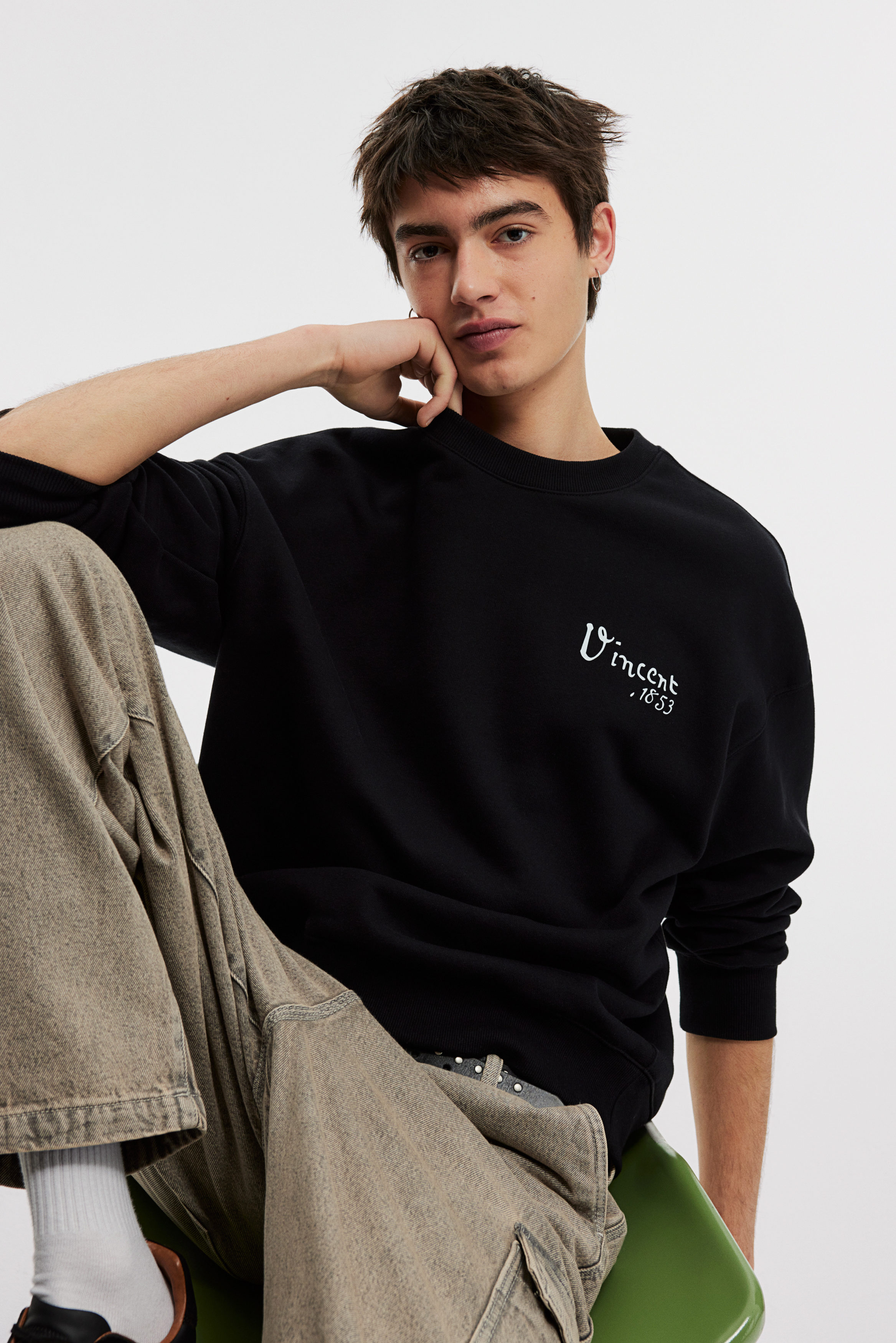 【Ennoy】20AW logo sweat (M) New Era Flag Black MCMXX Logo Oversized Pullover Hoodie