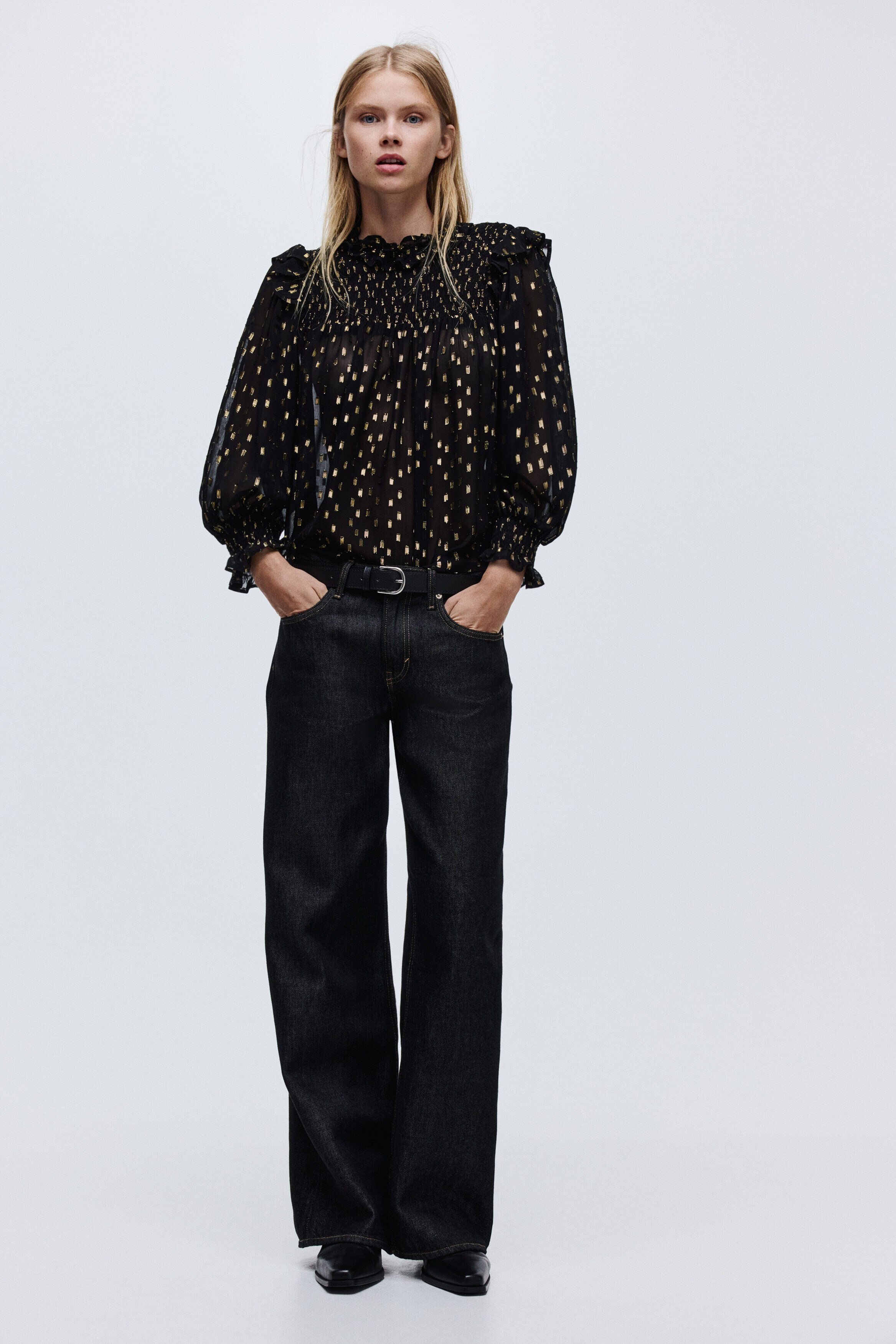 Jacquard-weave blouse