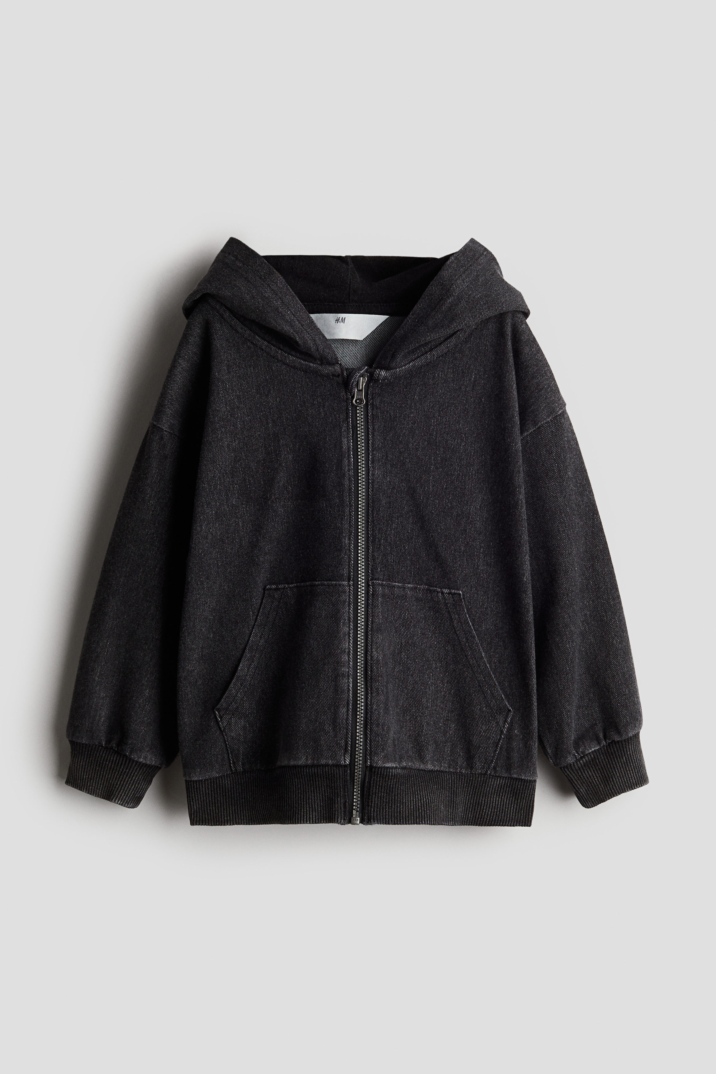 Zip-through twill hoodie