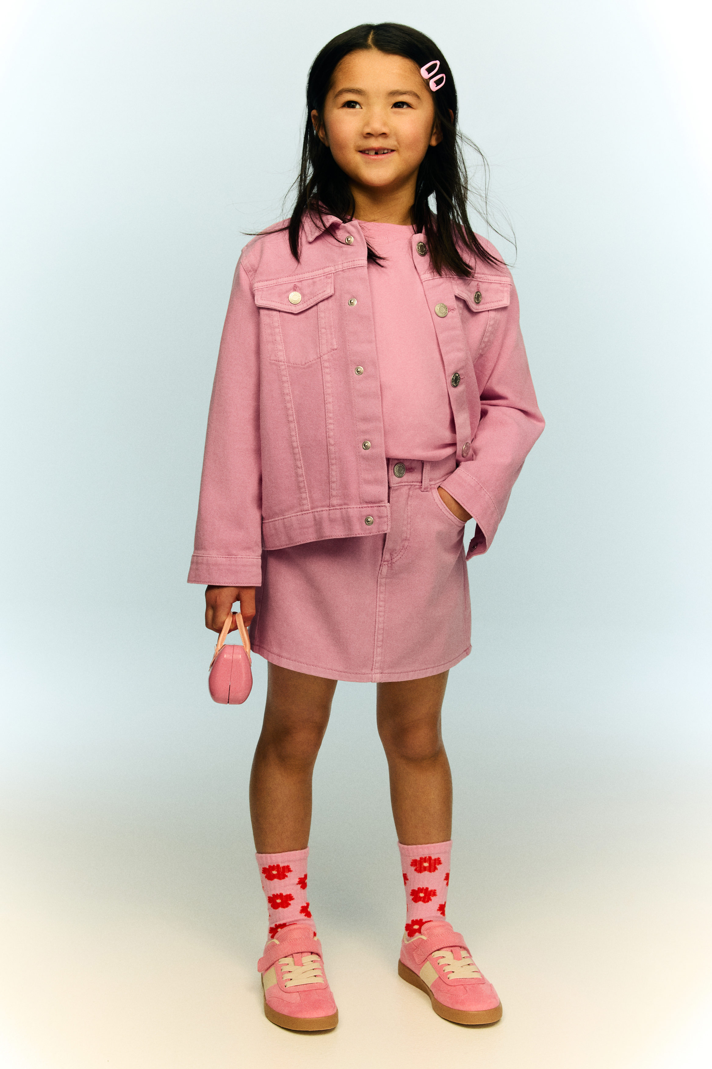 【threetimes】Pink crush denim skirt ミニスカート Denim skirt