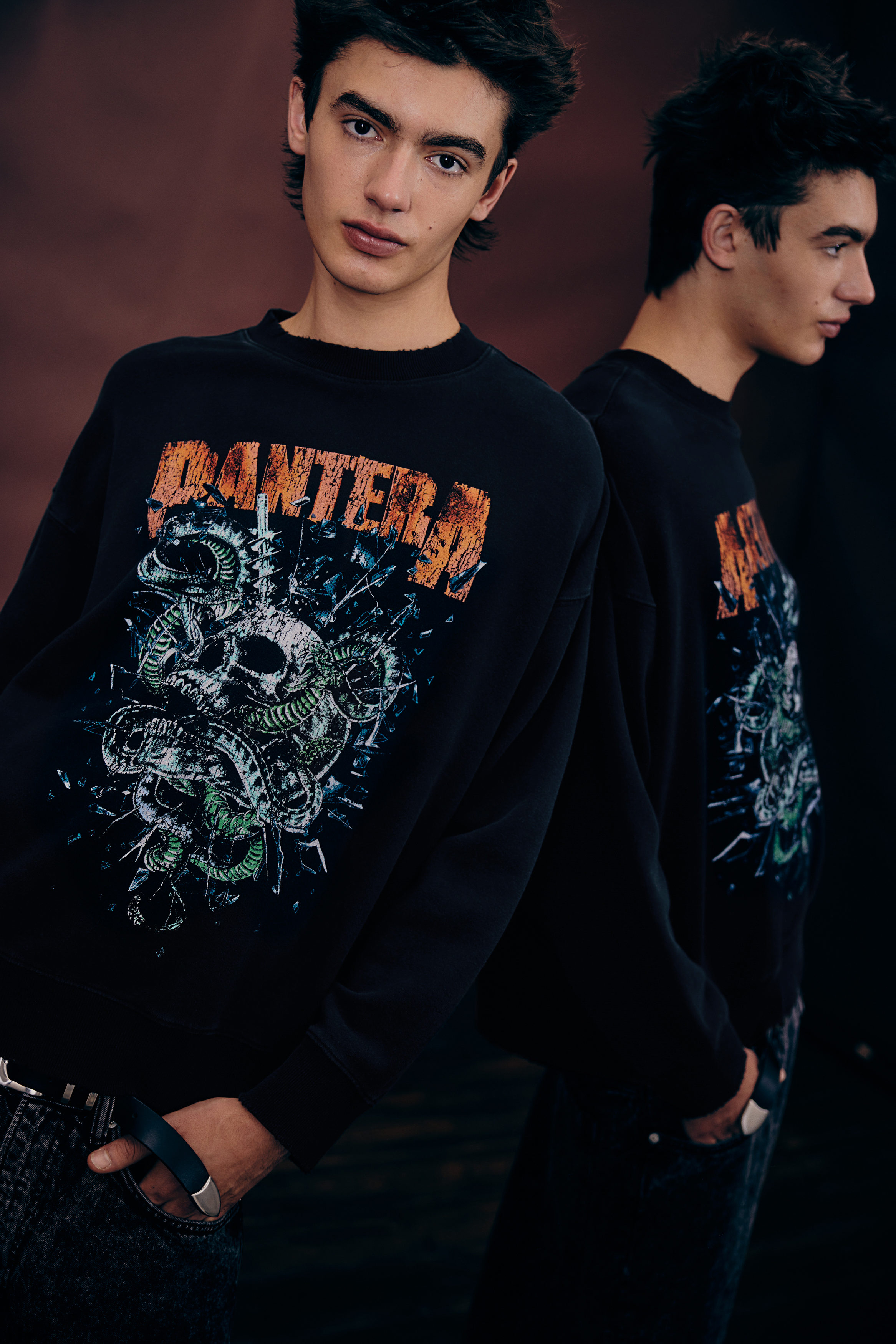 【関税&送料込】Mcm Black Stretch Polyester Blend Sweatshirt Oversized Fit Printed sweatshirt